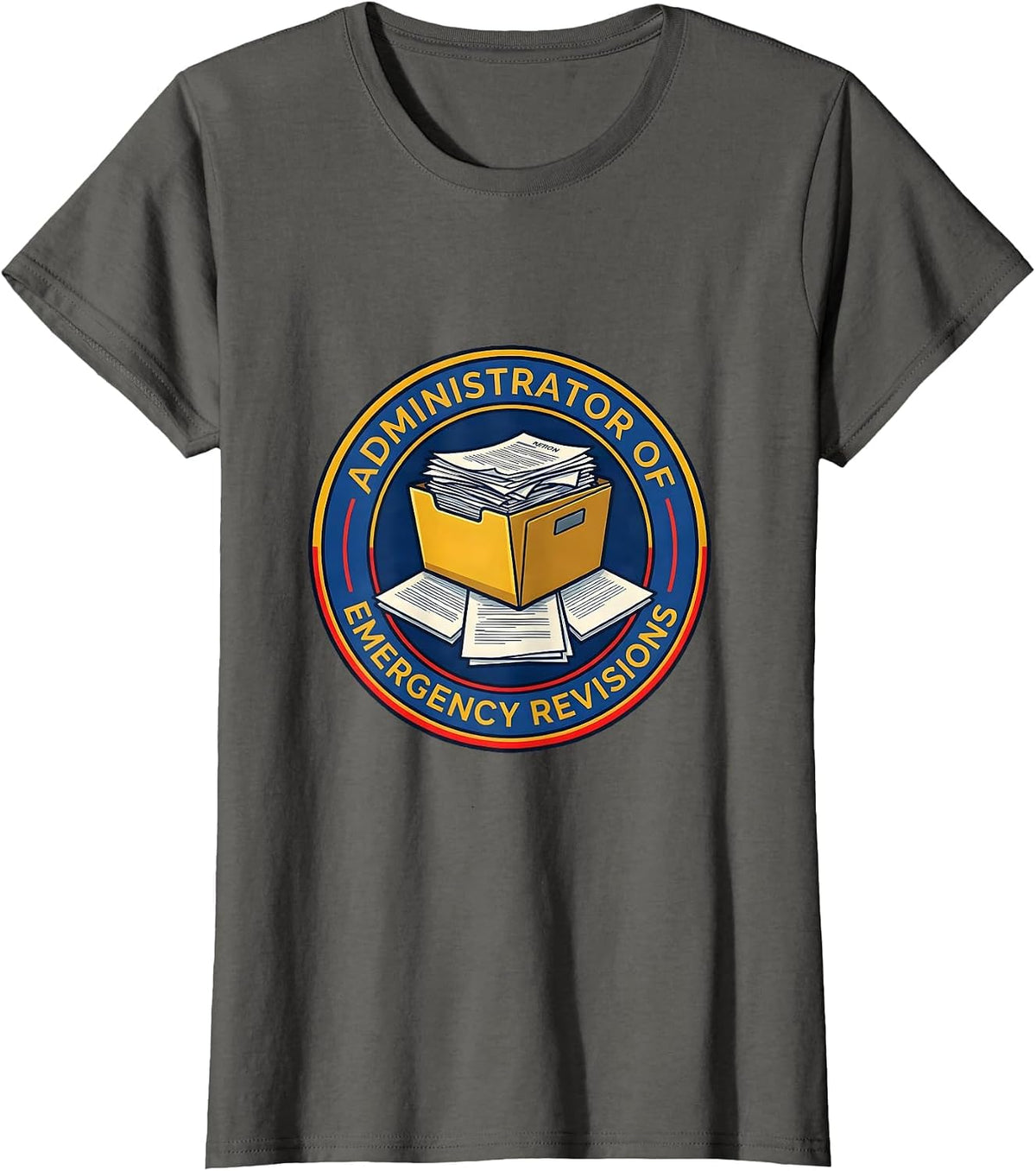 Women's Administrator of Emergency Revisions Colorful Chaos T-Shirt - Asphalt Grey