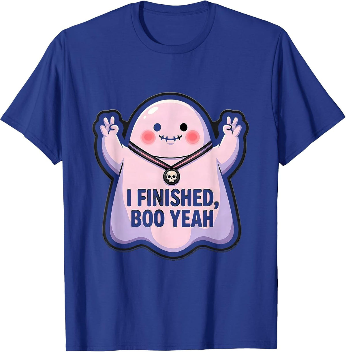 Halloween Ghost Marathon Finish Line Runner Design T-Shirt - Royal Blue