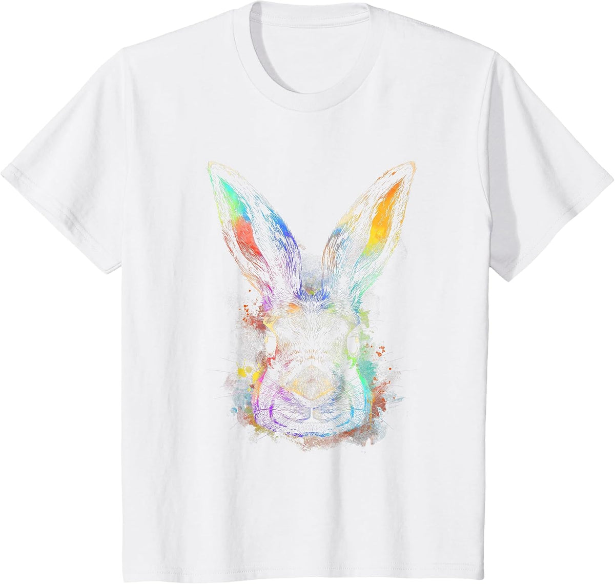 Rainbow Rabbit Abstract Colorful for Bunny Rabbit Lovers T-Shirt - White
