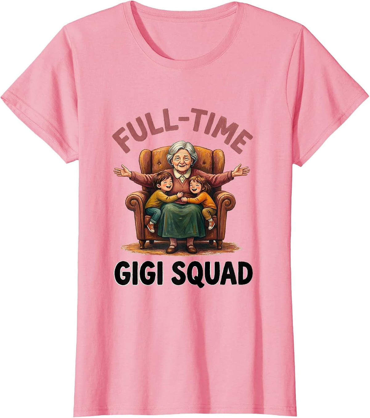 Women's Full-Time Gigi Squad Proud Grandma Design T-Shirt - Pink