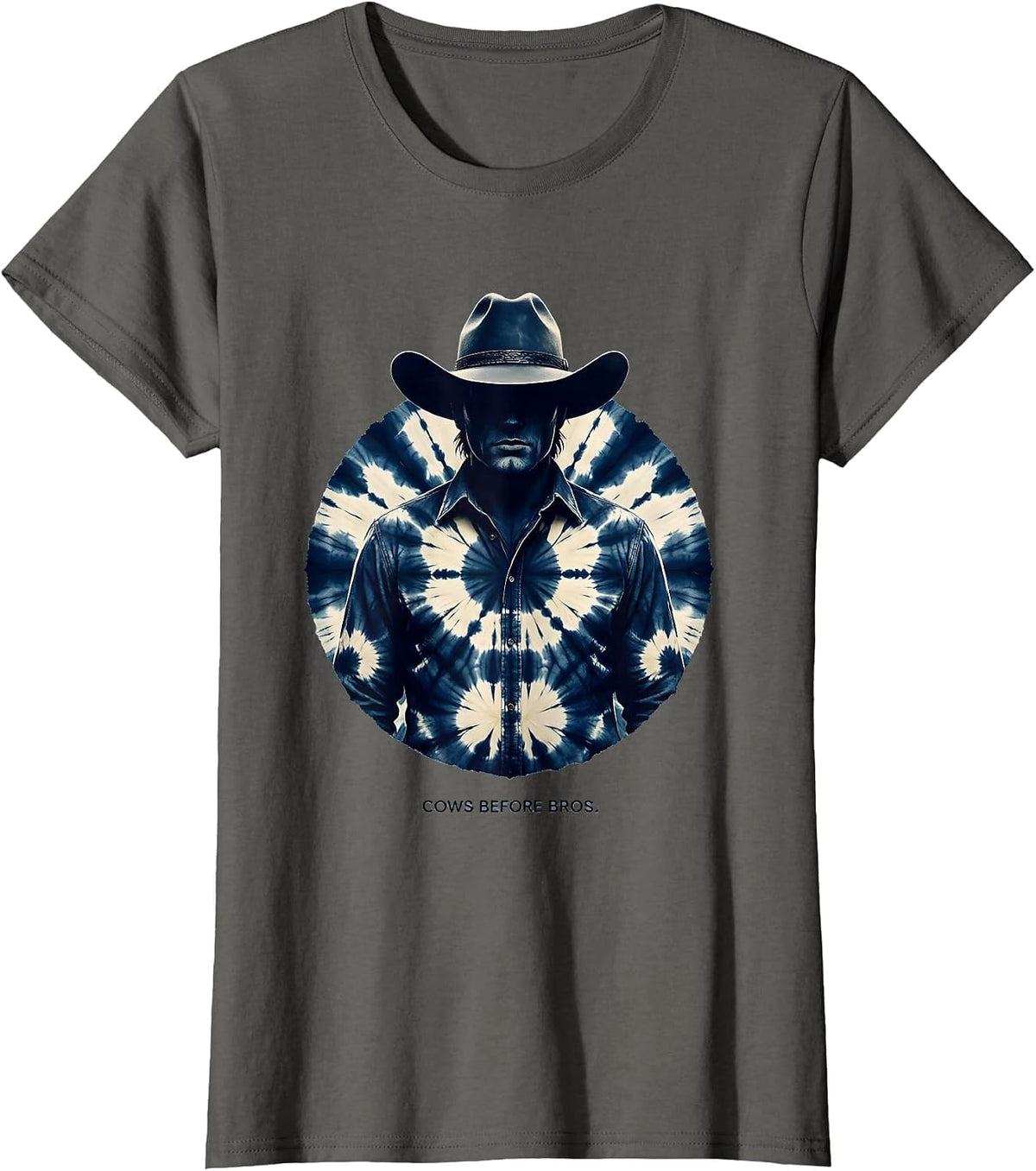 Women's Cows Before Bros Funny Cow Lover Design T-Shirt - Asphalt Grey
