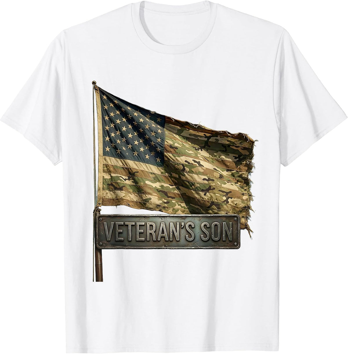 Veteran's Son Vintage Military Patriotic T-Shirt - White