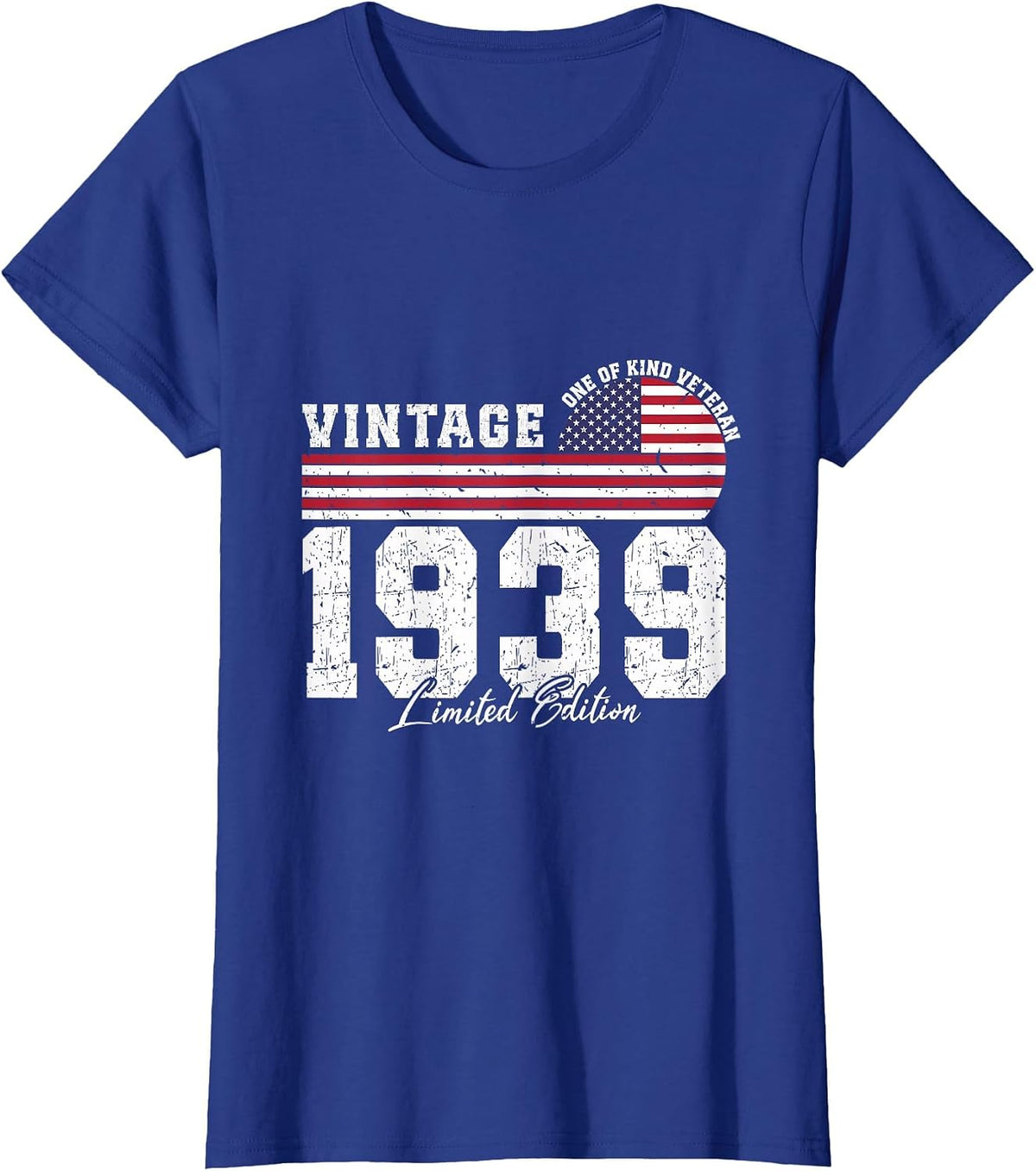 Vintage 1939 Birthday American Flag Patriotic Veterans Day T-Shirt - Royal Blue