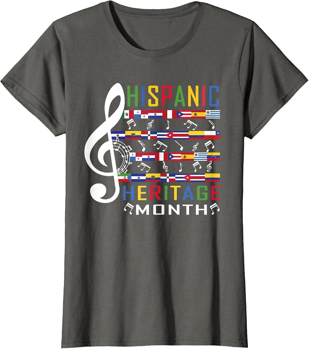 Music Teacher Kid National Hispanic Heritage Month T-Shirt - Asphalt Grey