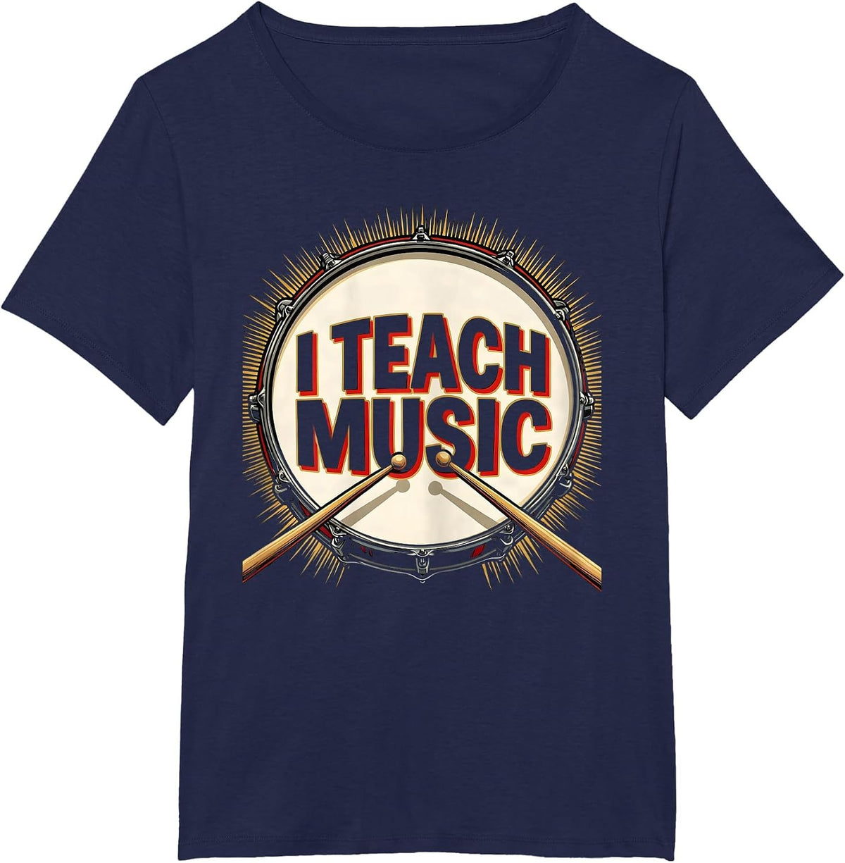 Women's I Teach Music Pop Art Teacher Back To School Classroom T-Shirt - Navy Blue