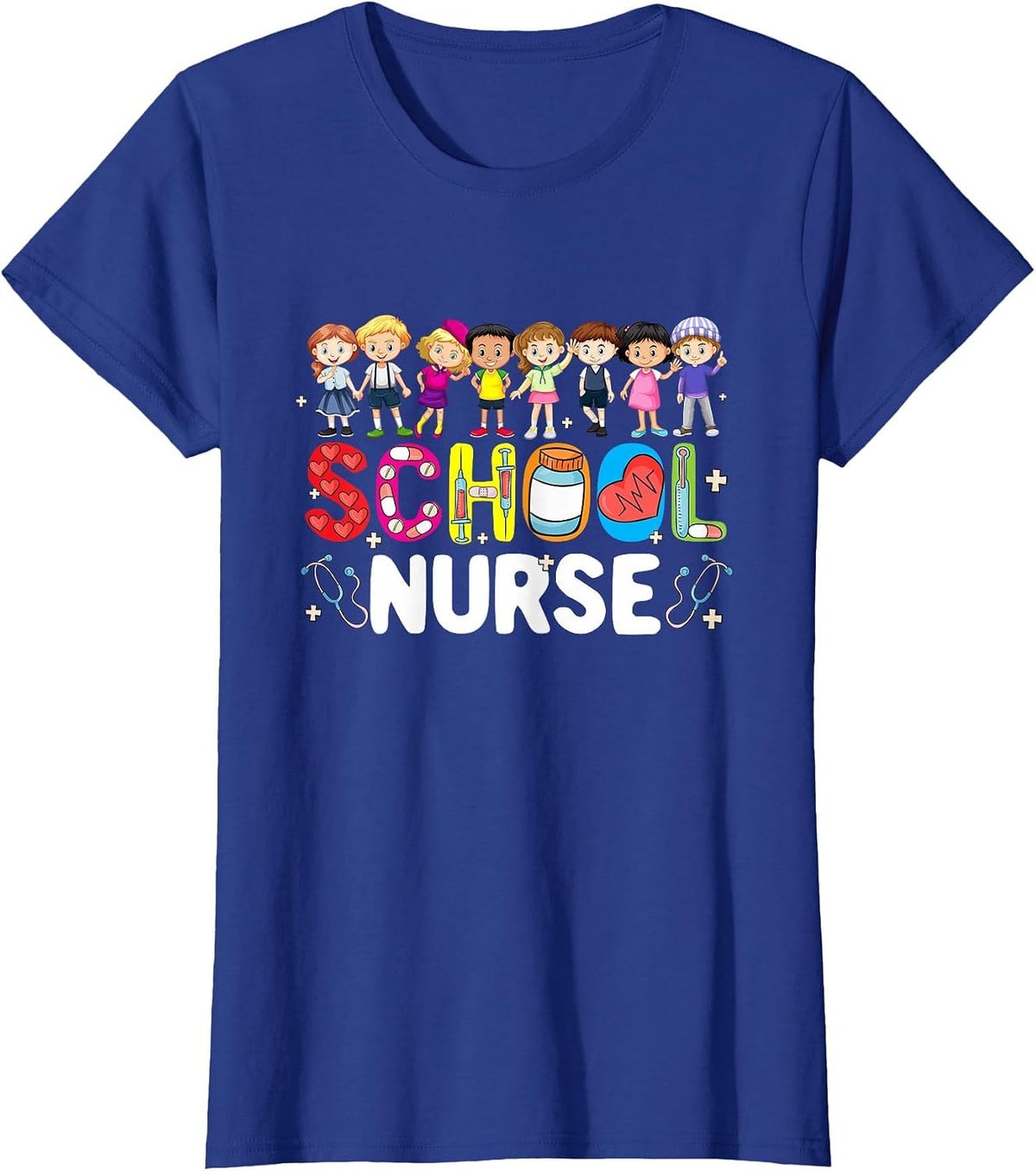 School Nurse Back to School Nursing Stethoscope Adults T-Shirt - Royal Blue
