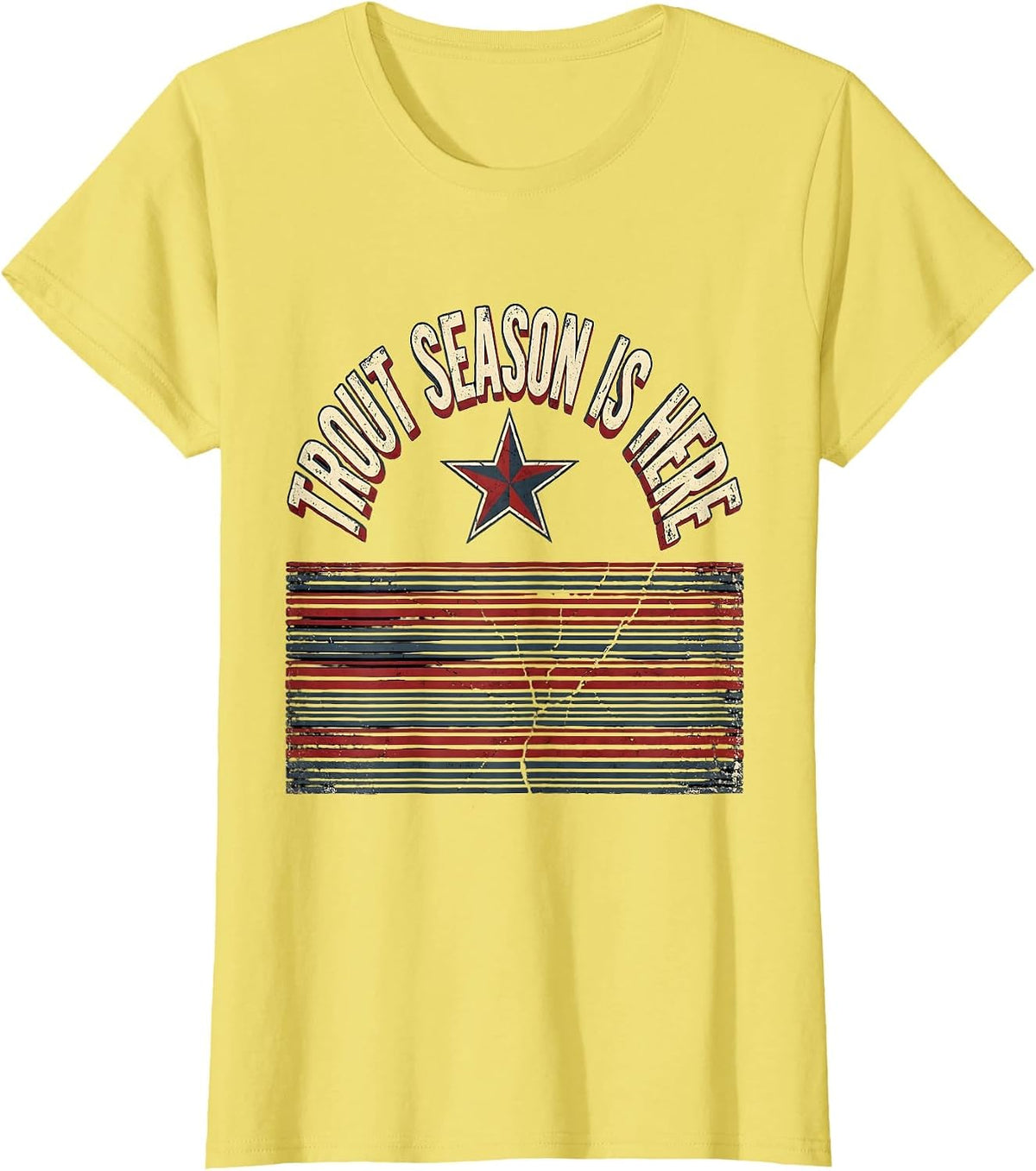 Trout Season Is Here Fishing Design T-Shirt - Lemon Yellow