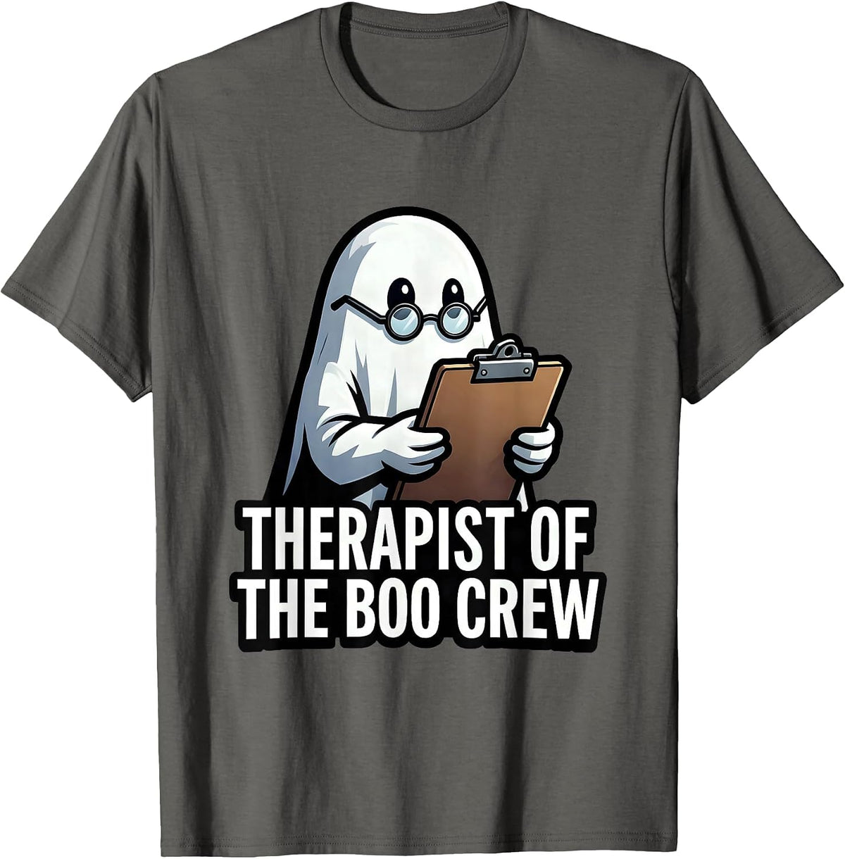 Therapist of the Boo Crew Halloween Design T-Shirt - Asphalt Grey