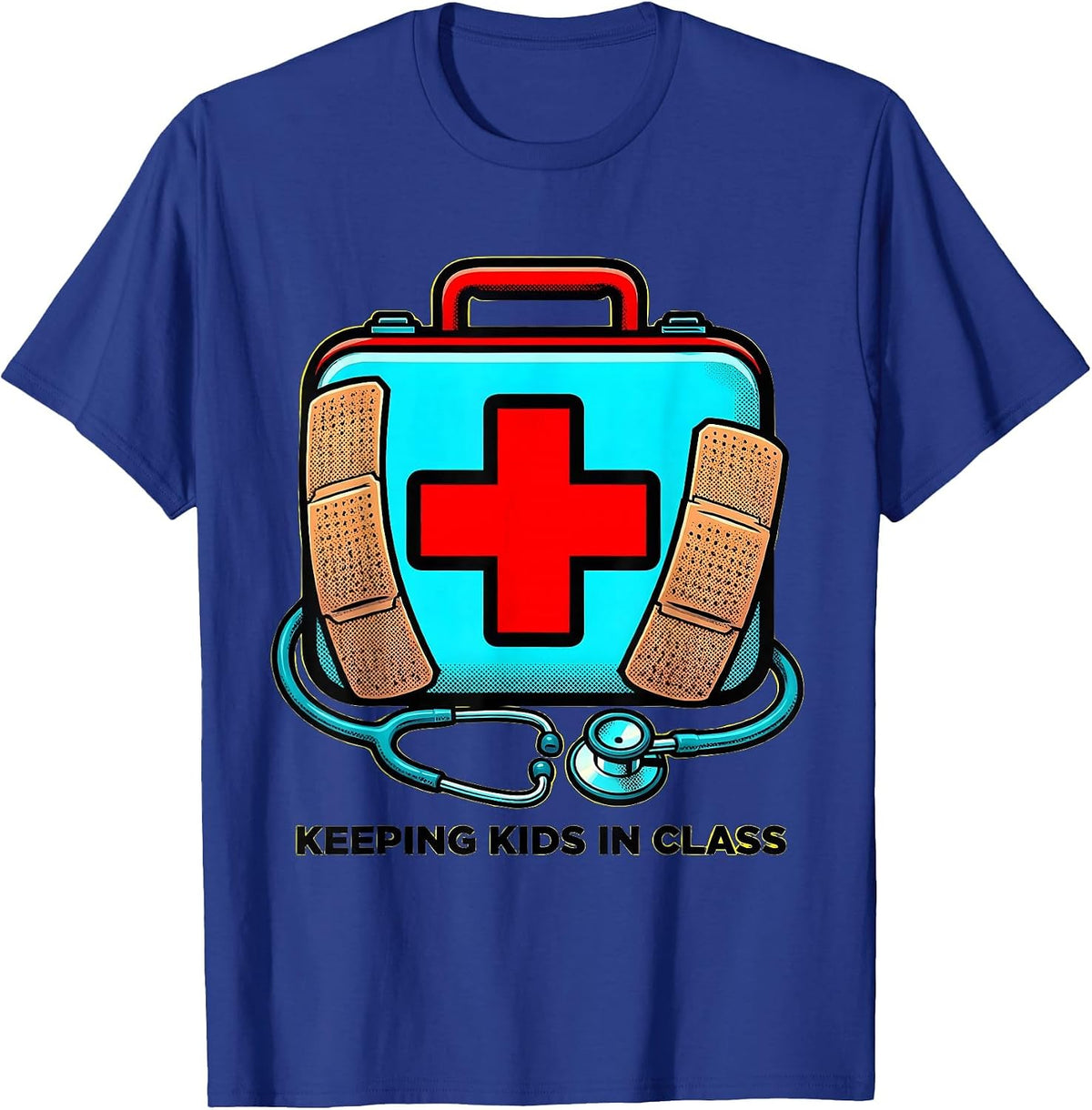 School Nurse Keeping Kids In Class Design T-Shirt - Royal Blue