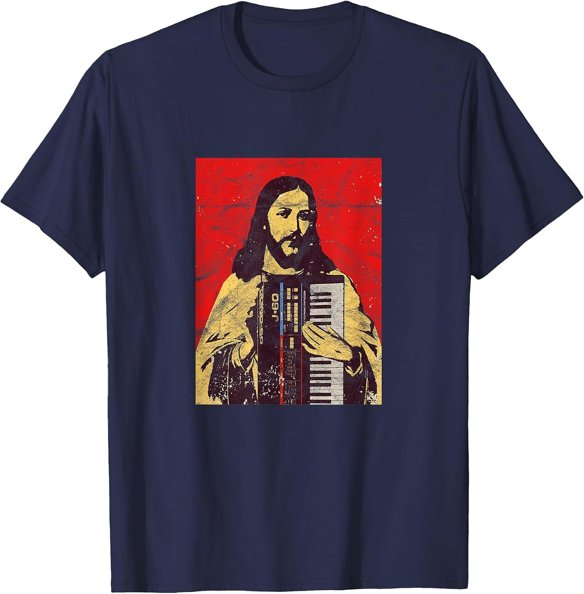 Vintage Holy Synthesizer Analog - Jesus Synth Nerd T-Shirt T-Shirt - Navy Blue