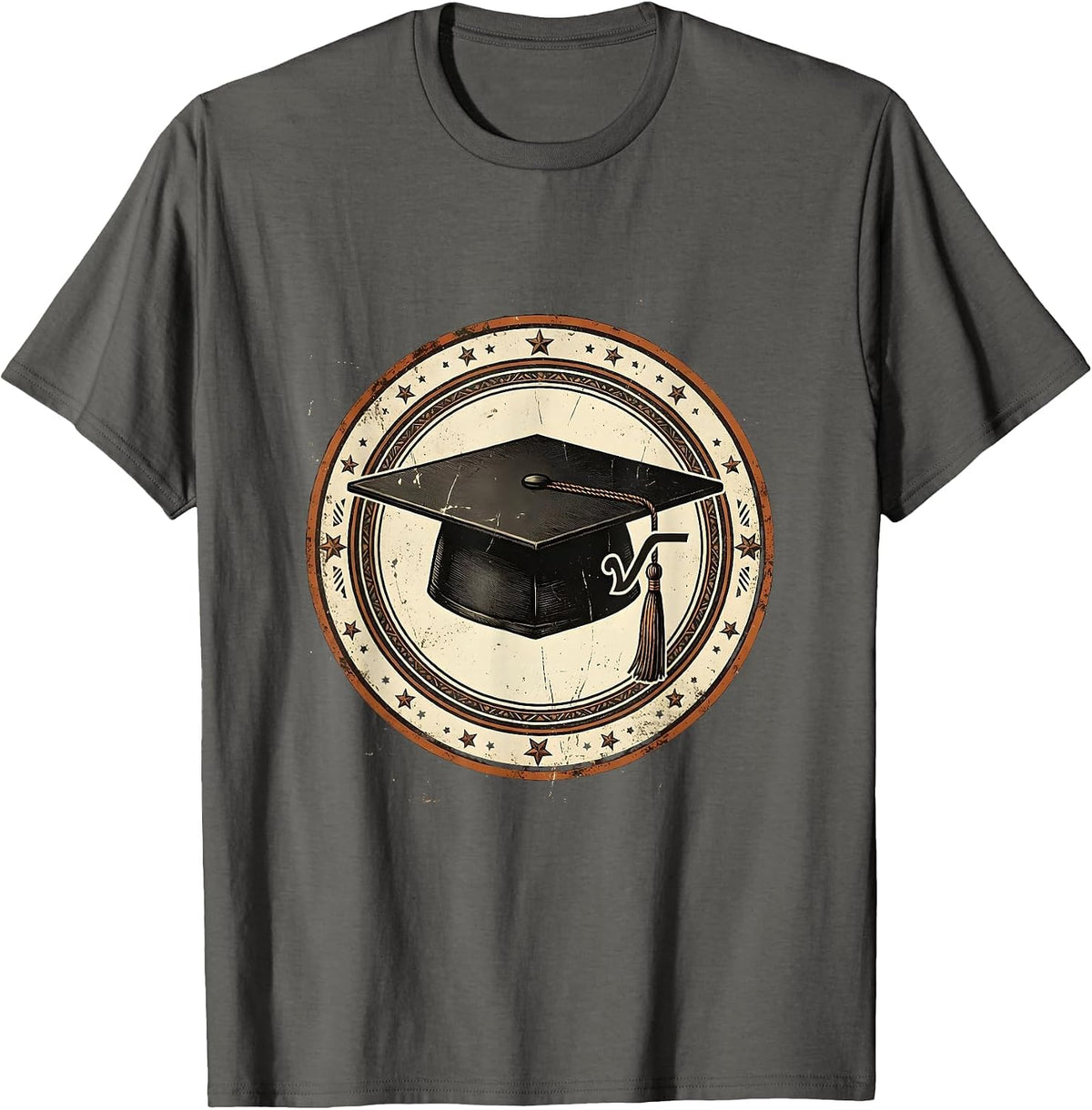 Math Teacher Graduation Cap Square Root Graphic T-Shirt - Asphalt Grey