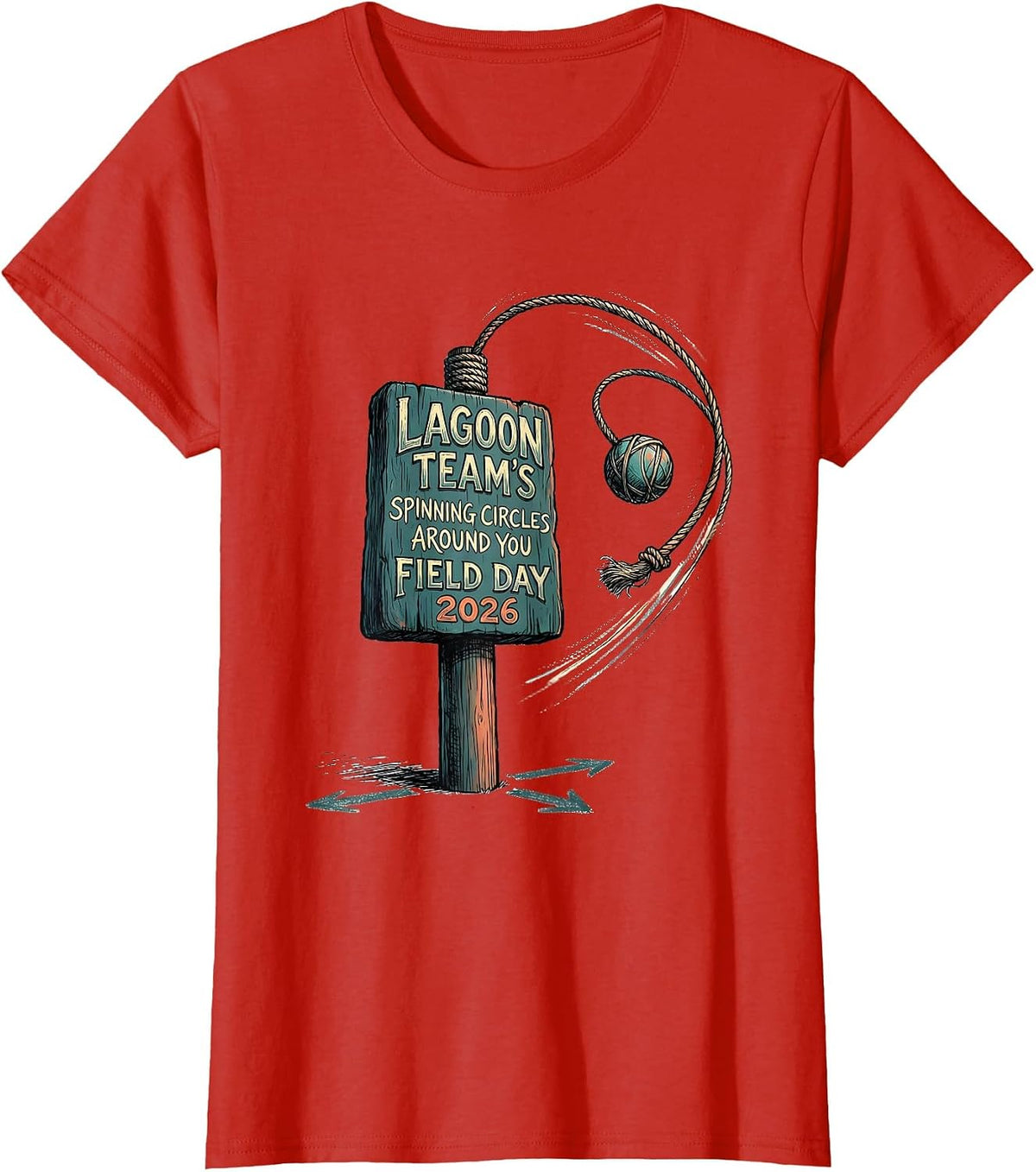 Lagoon Team's Spinning Circles Around You — Field Day 2026 T-Shirt - Red