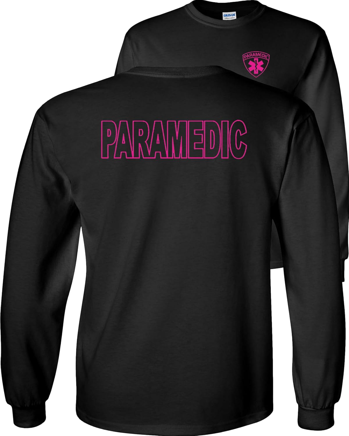 FAIR GAME Paramedic Long Sleeve Shirt Emergency Medical - Black-pink Design