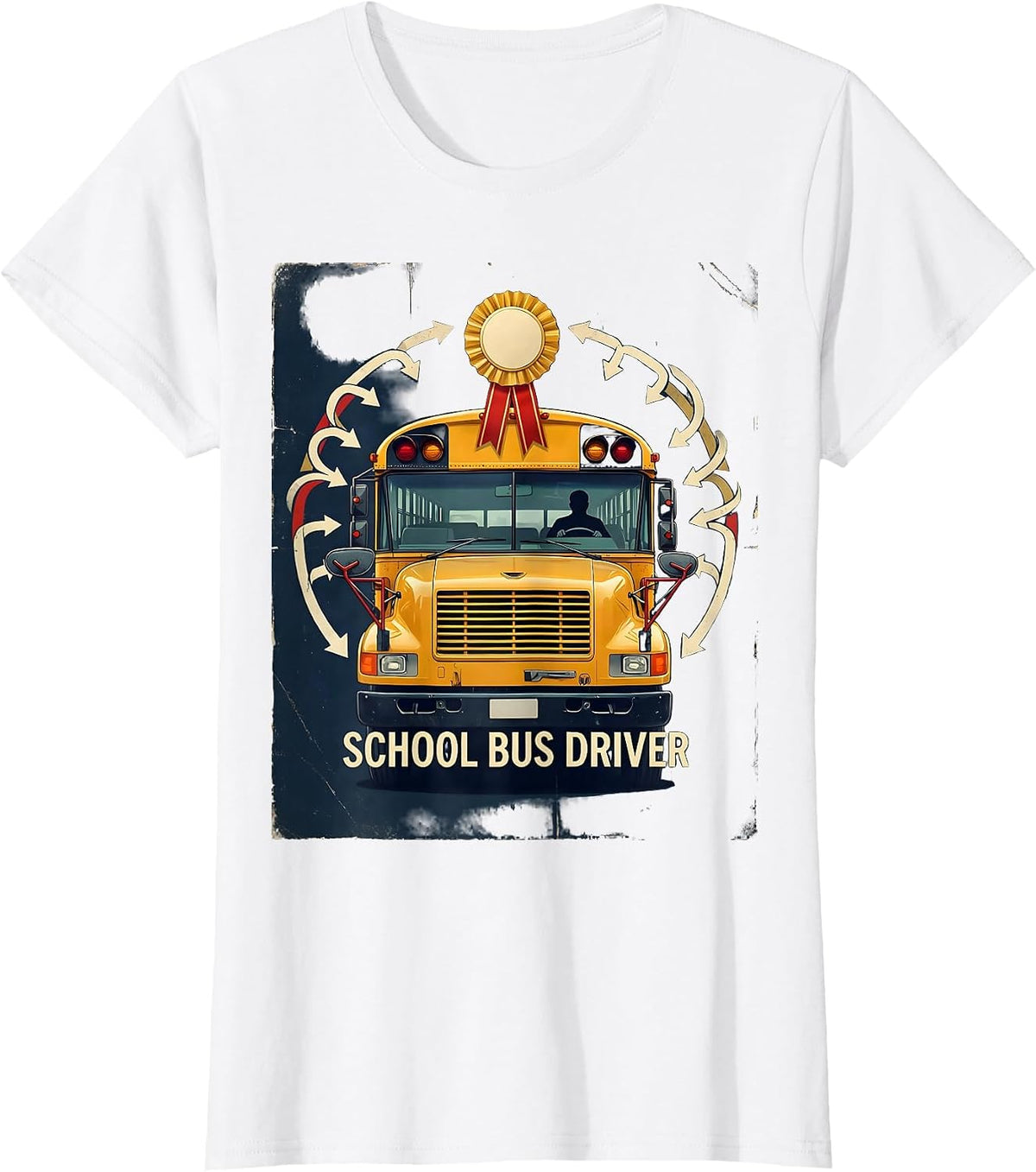 Women's Vintage School Bus Driver Funny Transportation Squad T-Shirt - White