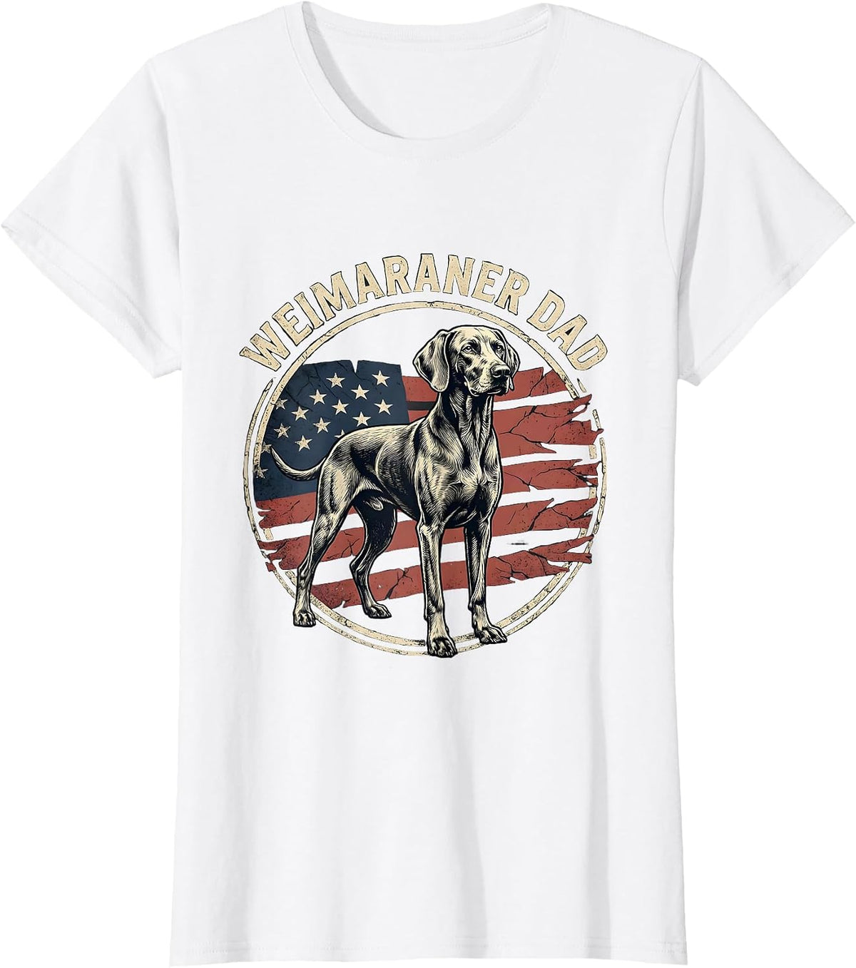 Weimaraner Dad Distressed Flag Patriotic Dog Lover 4th T-Shirt - White