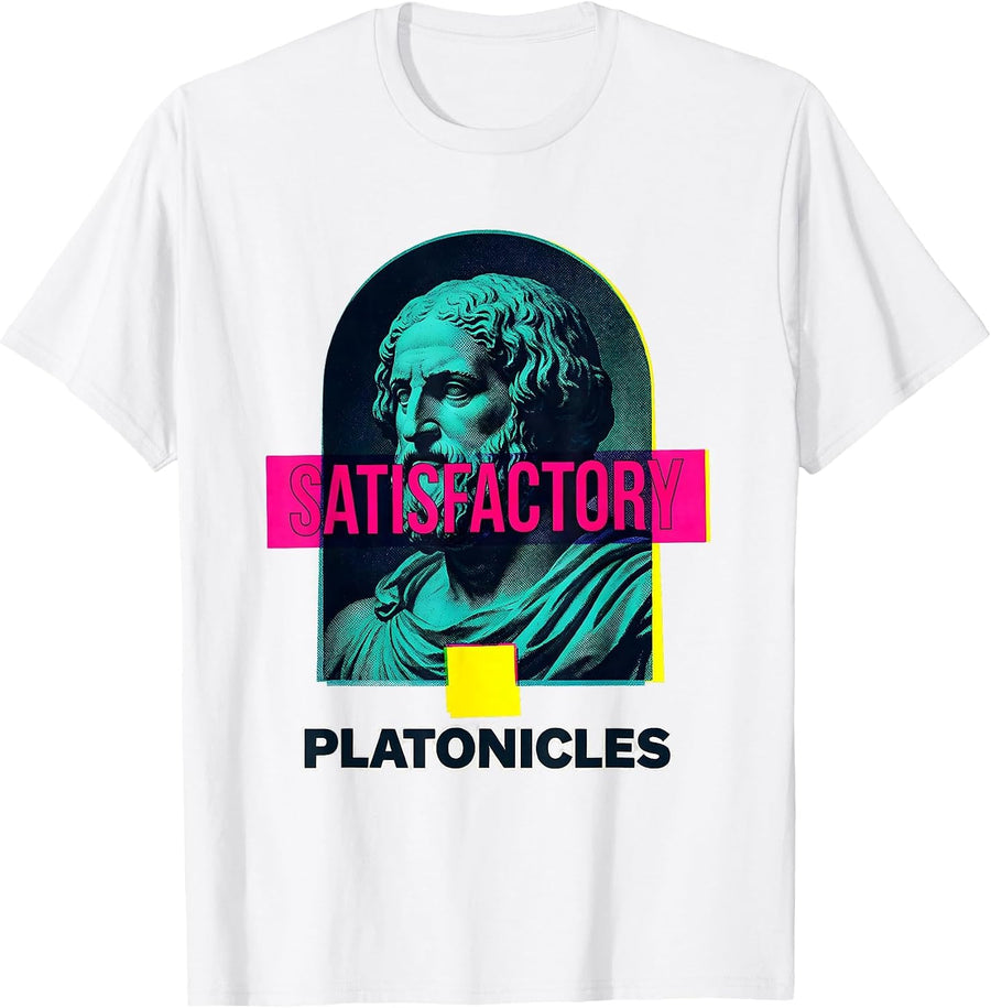 Men's Satisfactory — Platonicles Funny History Meme Sarcastic T-Shirt - White