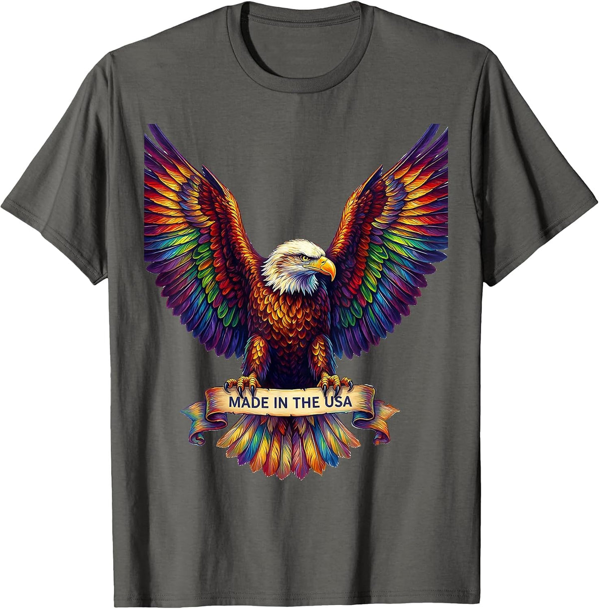 Made in the USA Proud American Patriotic Design T-Shirt - Asphalt Grey