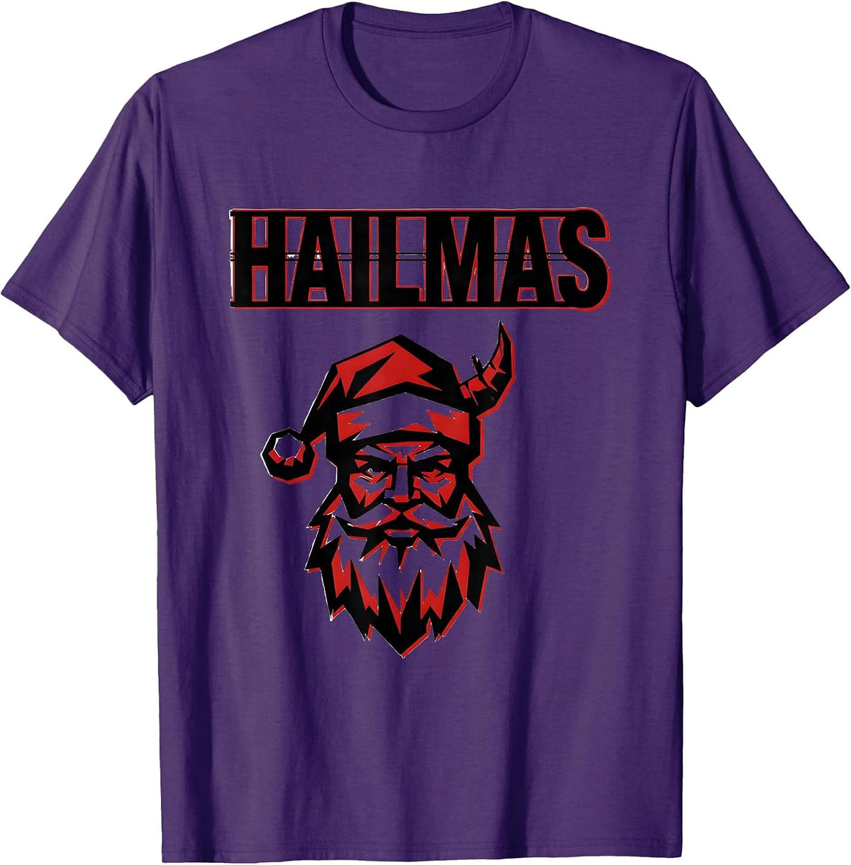 Hailmas Stencil Graphic Heavy Metal Rock Fan Christmas T-Shirt - Purple