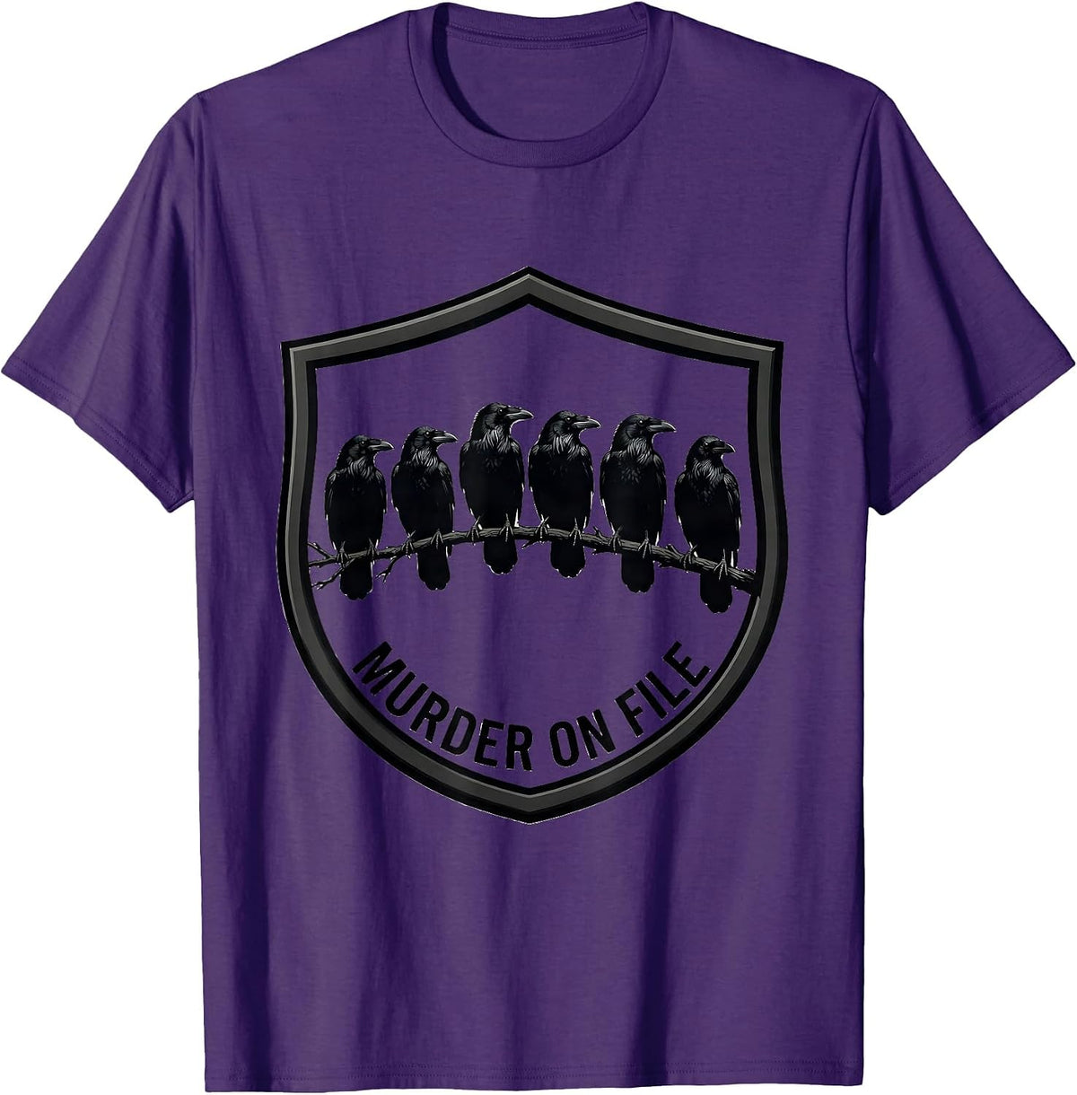 Men's Murder On File Silhouetted Crows Bird Lover Humor T-Shirt - Purple