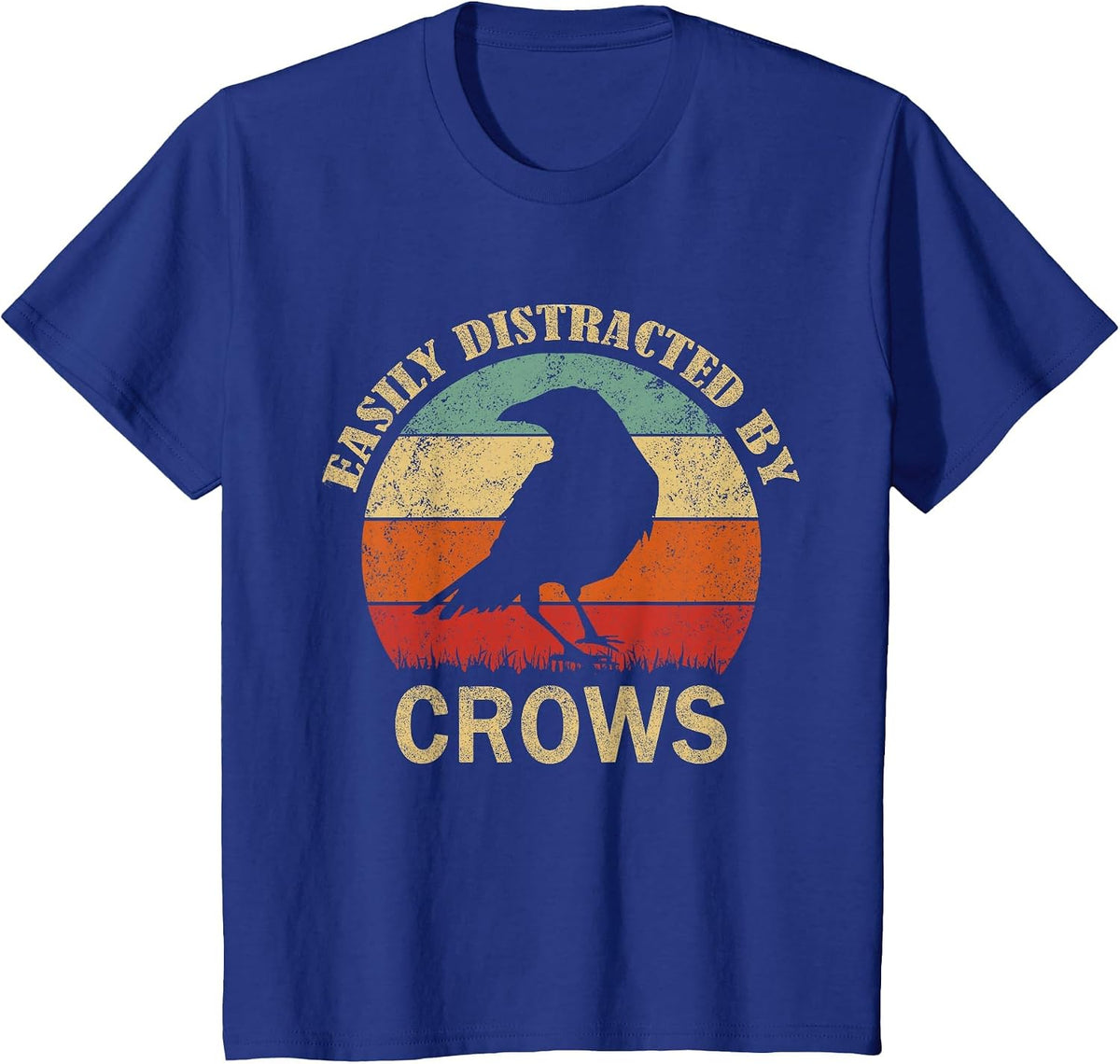 Easily Distracted By Crows | Retro Funny Bird Lover Crow T-Shirt - Royal Blue