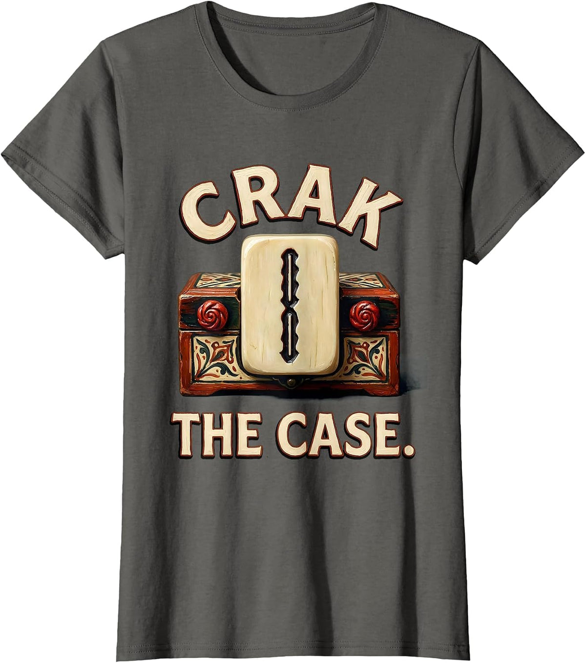 Women's Crak The Case Funny Mahjong Player Tile Game Humor T-Shirt - Asphalt Grey