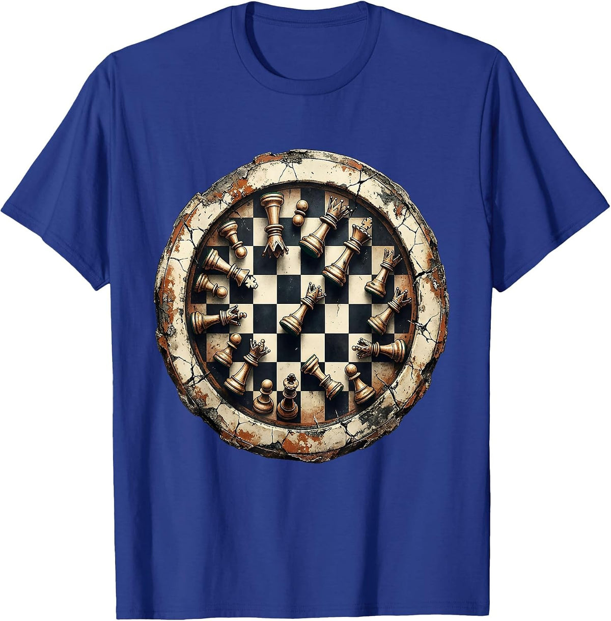 No Kings Chess Board Knocked Over Illustration T-Shirt - Royal Blue