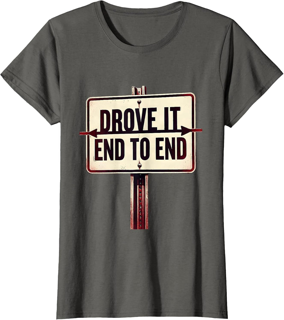 Women's Drove It End To End Stenciled Road Trip Centennial Keepsake T-Shirt - Asphalt Grey