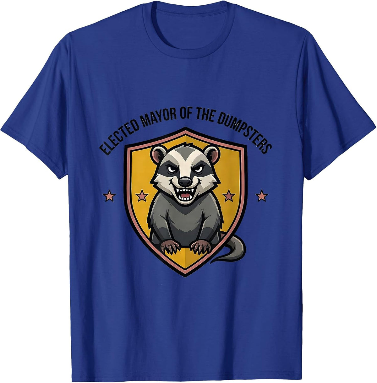 Men's Elected Mayor Of The Dumpsters Funny Opossum Mascot Logo T-Shirt - Royal Blue