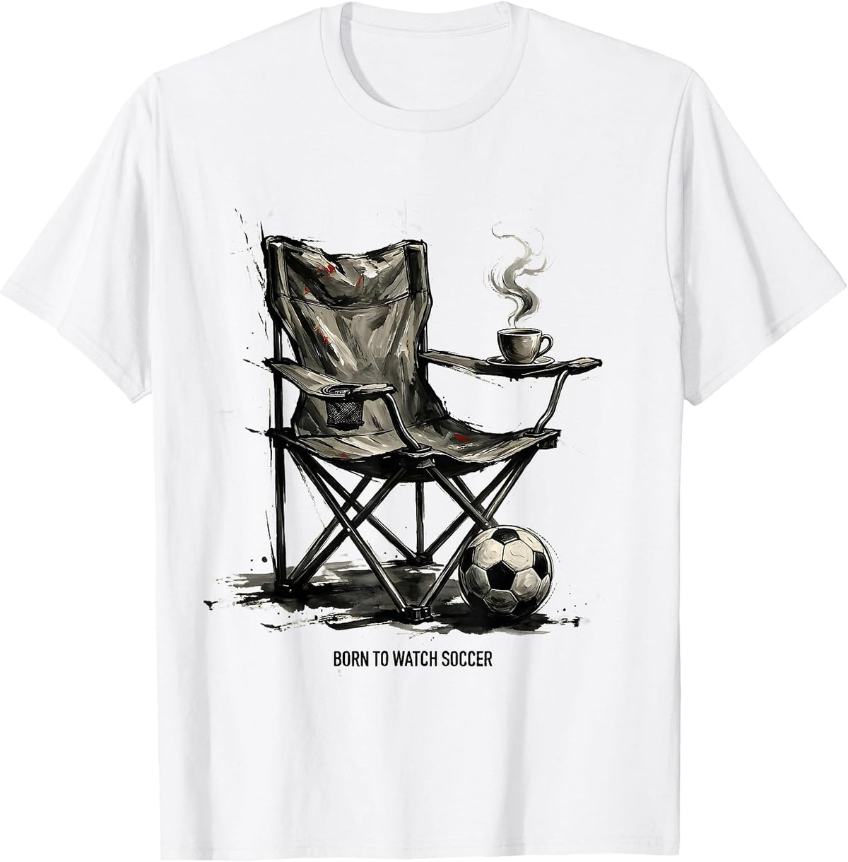 Men's Born to Watch Soccer Dad Graphic Design T-Shirt - White