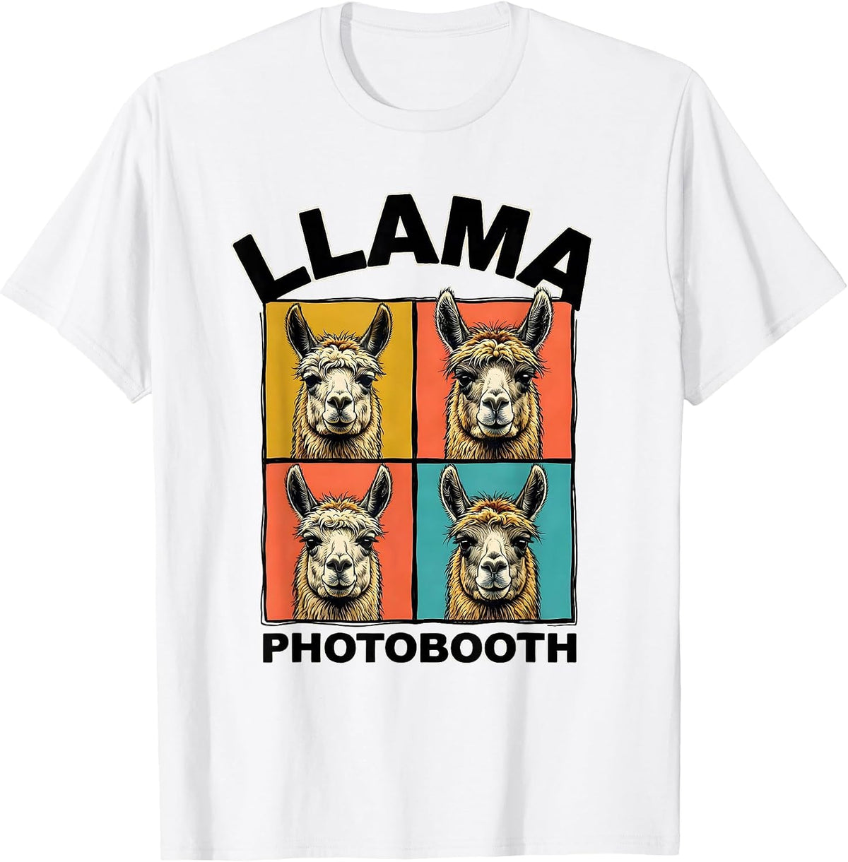 Men's Llama Photobooth Funny Animal Portrait Novelty T-Shirt - White