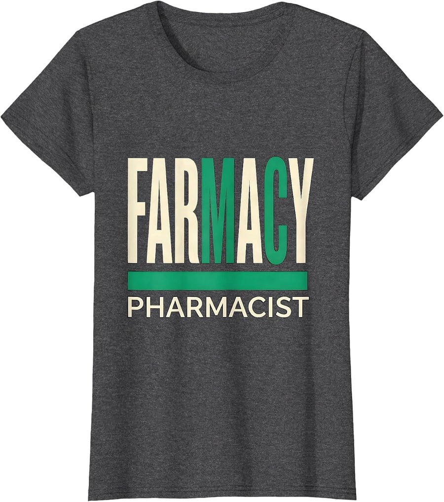 Women's Farmacy Pharmacist Funny Pharmacy Tech Pun Gift T-Shirt - Dark Heather Grey