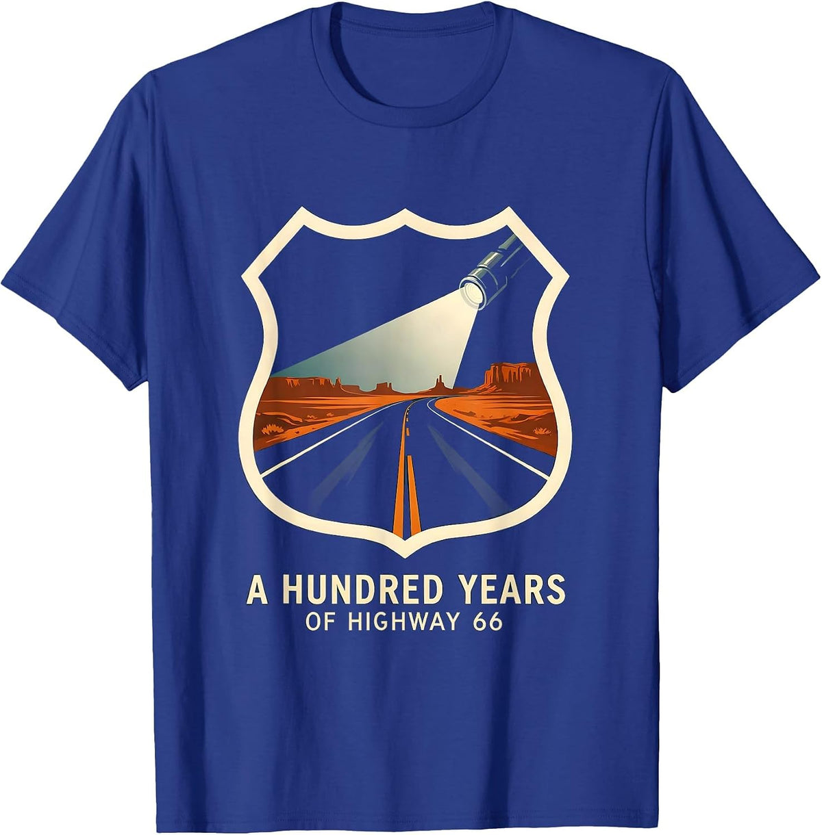 A Hundred Years Of Highway 66 Vintage Centennial Souvenir T-Shirt - Royal Blue