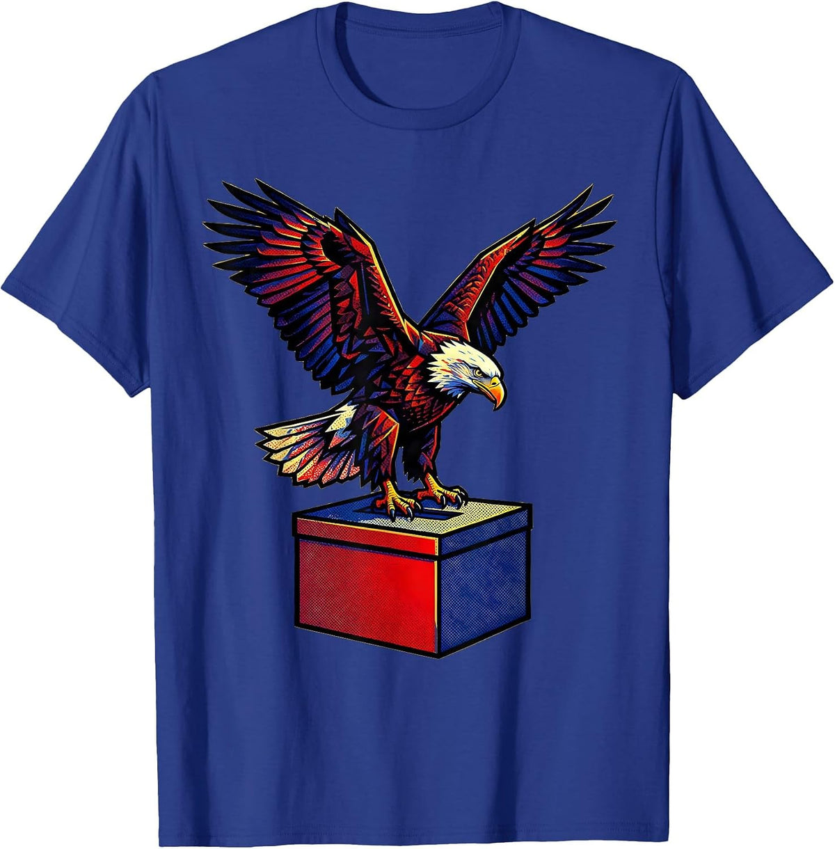 Men's Eagle on Vintage Ballot Box Civic Pride Design T-Shirt - Royal Blue