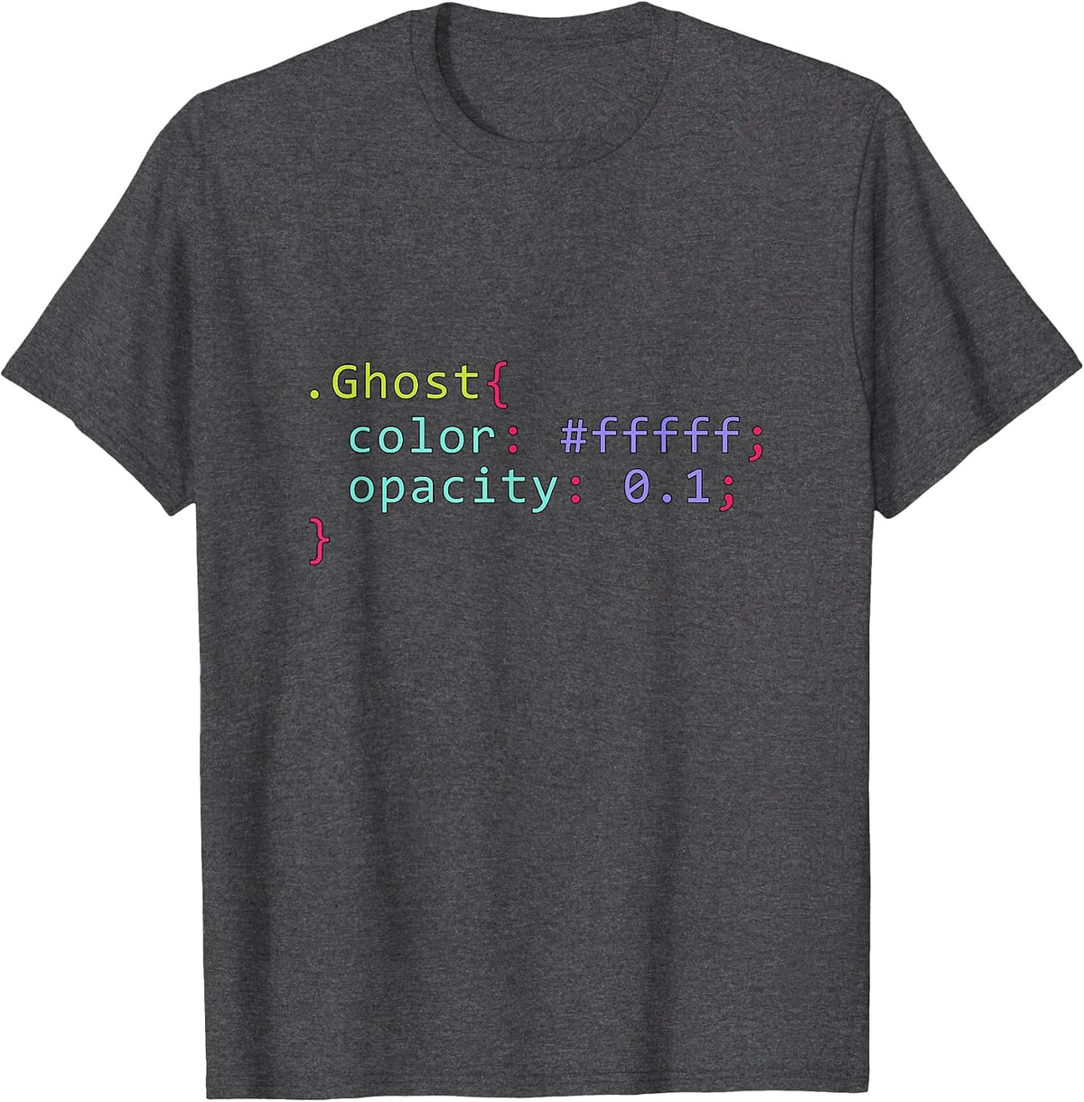 Ghost in CSS Format Code for a Ghost of Programmers T-Shirt - Dark Heather Grey