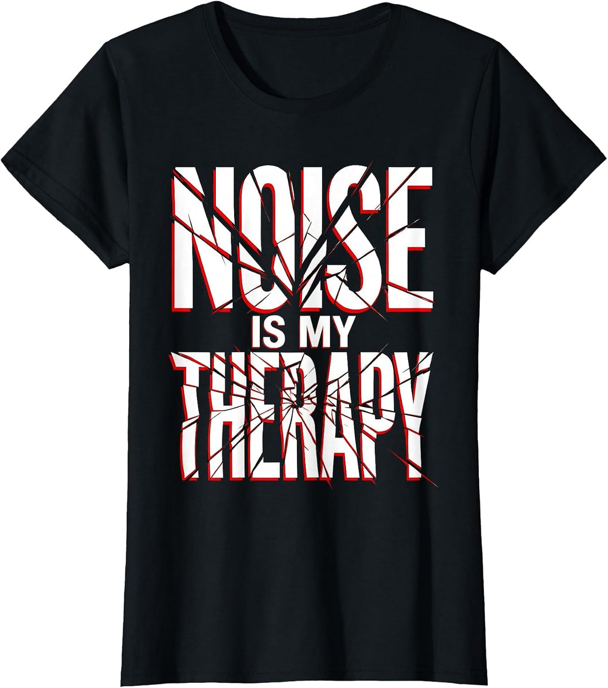 Noise Is My Therapy Punk Music Design T-Shirt - Black