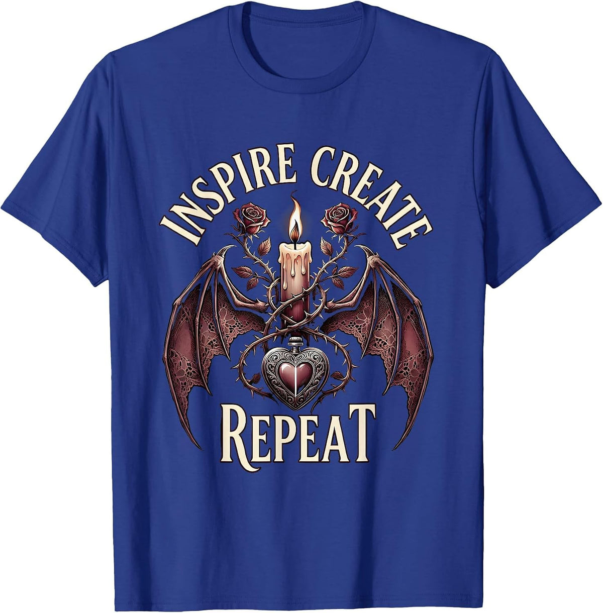 Inspire Create Repeat Art Teacher Design T-Shirt - Royal Blue