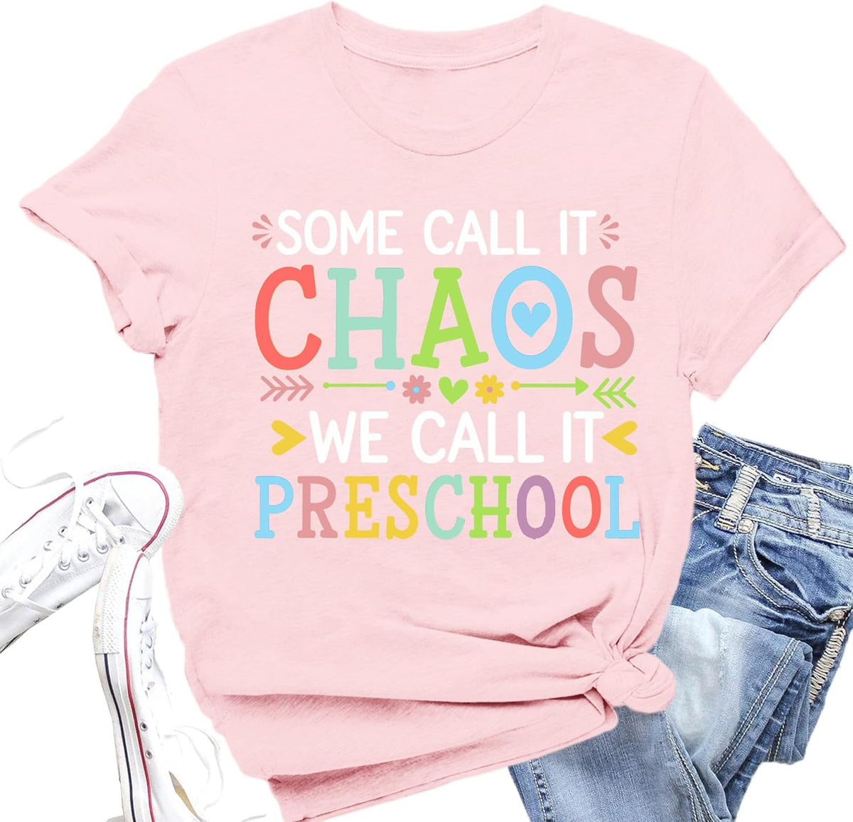 Preschool Teacher Shirts for Women Kindergarten Teacher Life Tee - Pink
