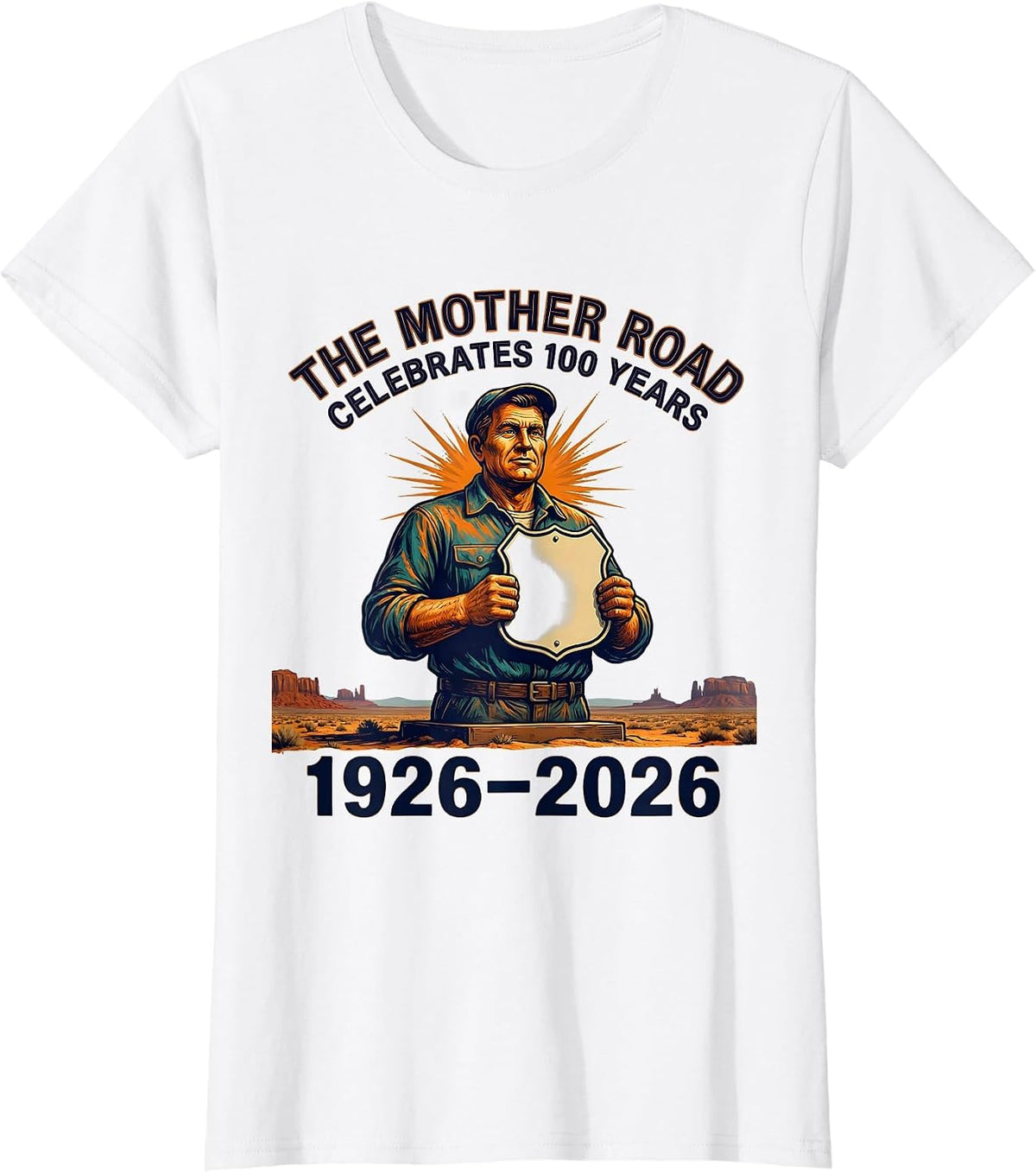 The Mother Road Celebrates 100 Years 1926-2026 Vintage T-Shirt - White