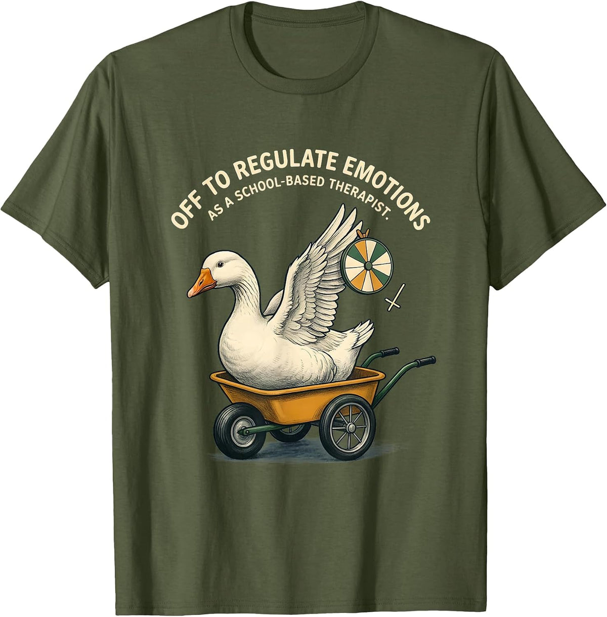 Men's Off To Regulate Emotions As A School-Based Therapist Funny T-Shirt - Olive Green