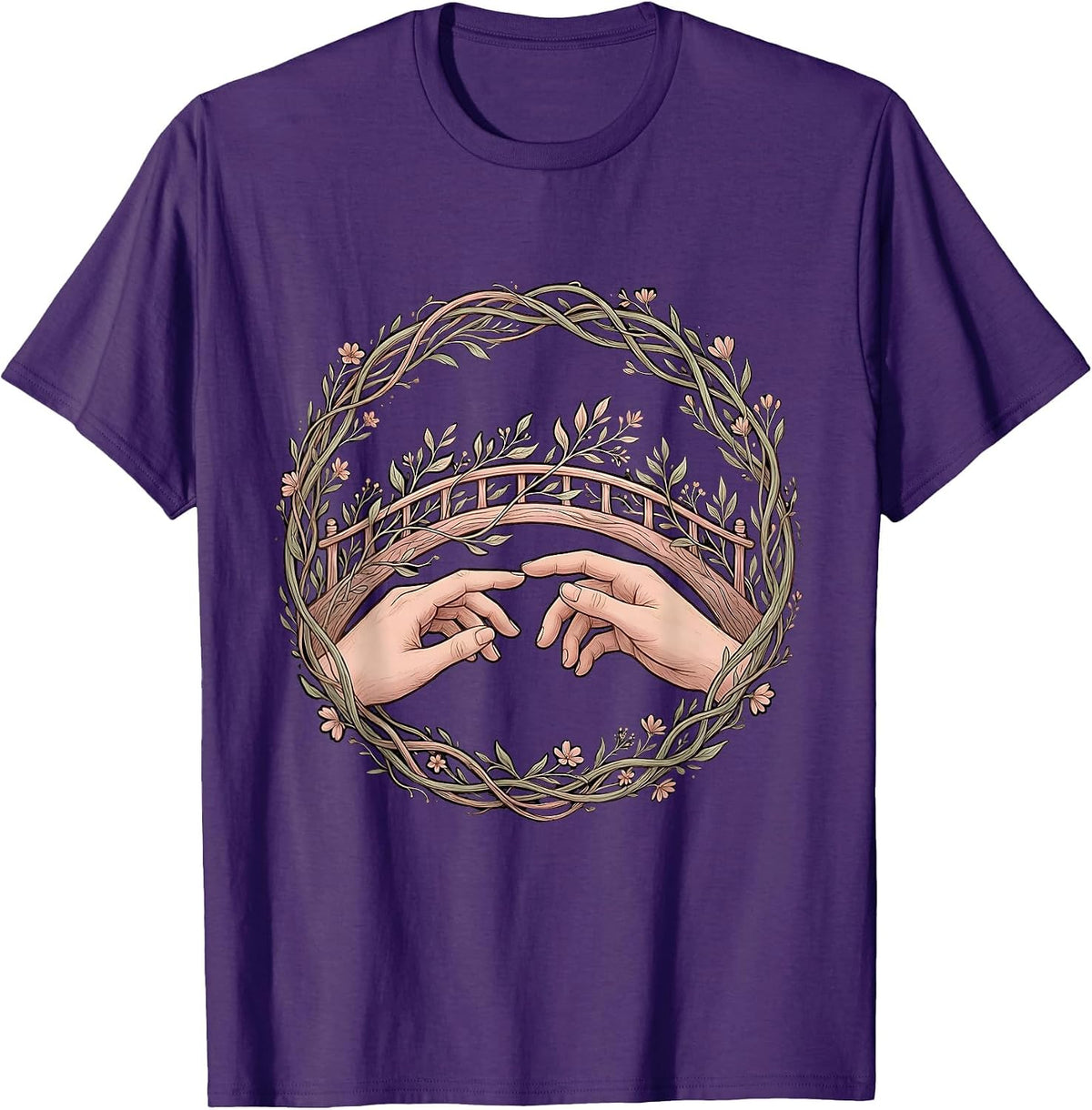 Men's Suicide Prevention Awareness Bridge Building Graphic T-Shirt - Purple