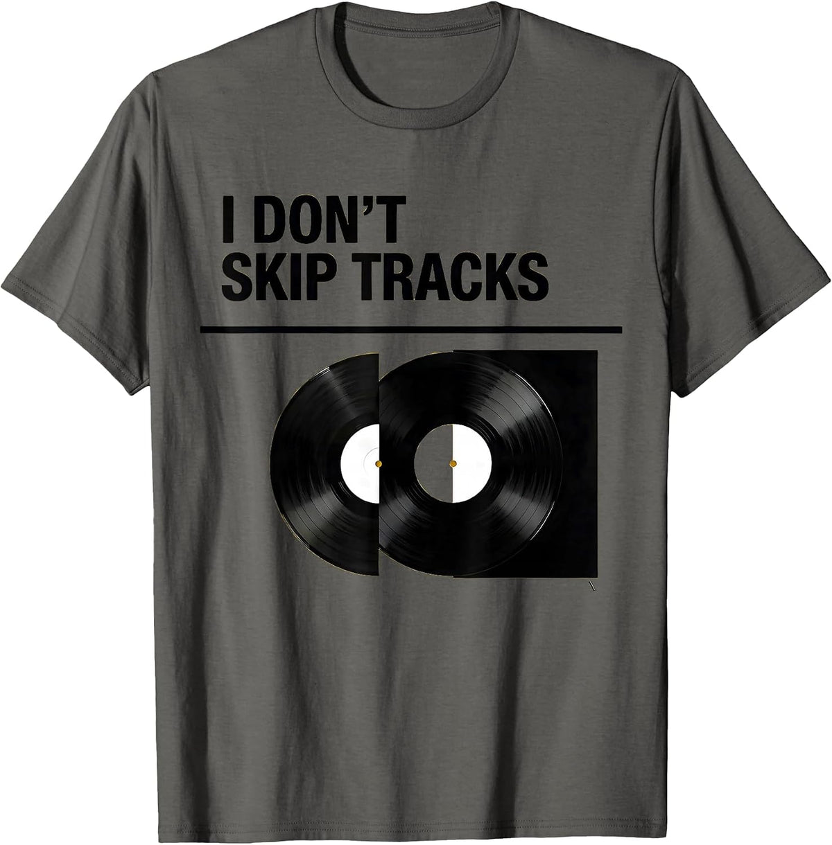 I Don't Skip Tracks Retro Hip-Hop Rap Lyric Swiss T-Shirt - Asphalt Grey