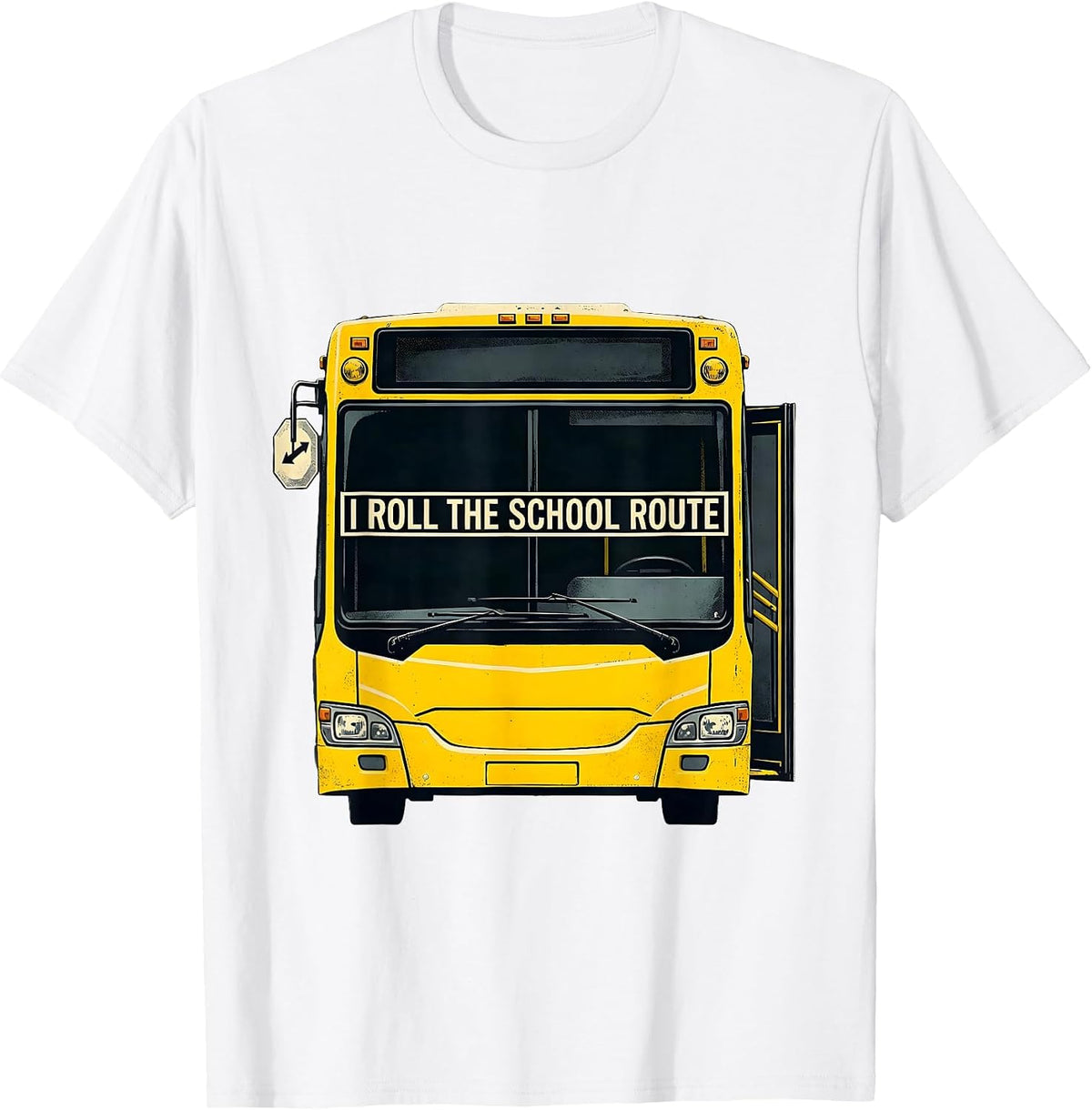 Men's I Roll The School Route Funny School Bus Driver Appreciation T-Shirt - White
