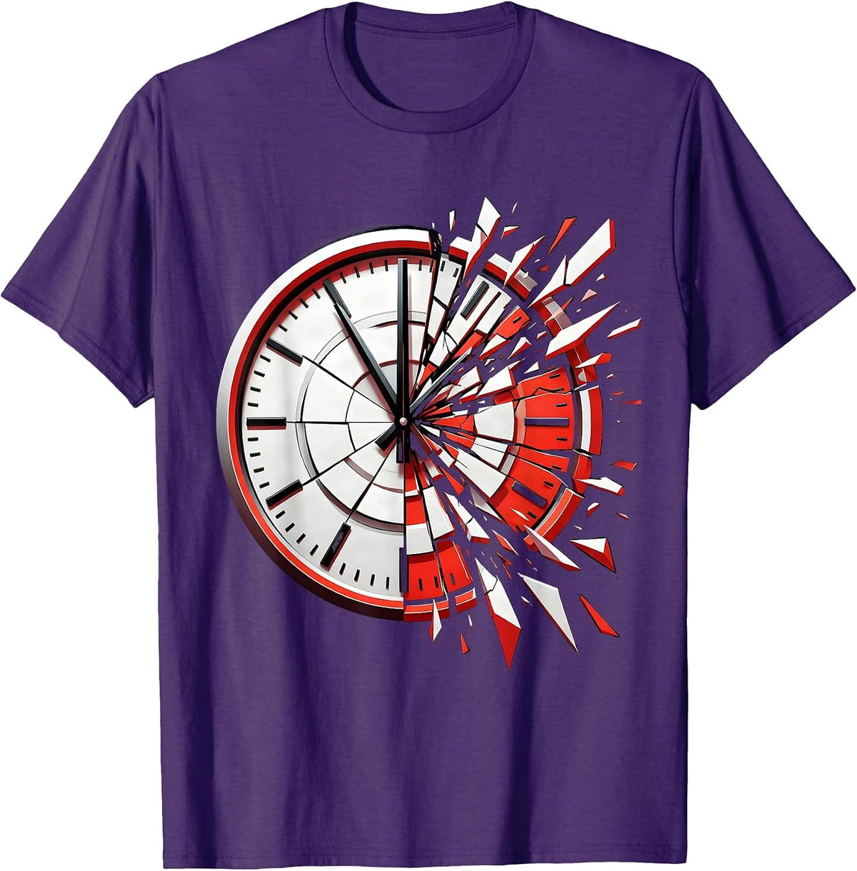 Men's Frozen at Midnight Clock Graphic Design T-Shirt - Purple