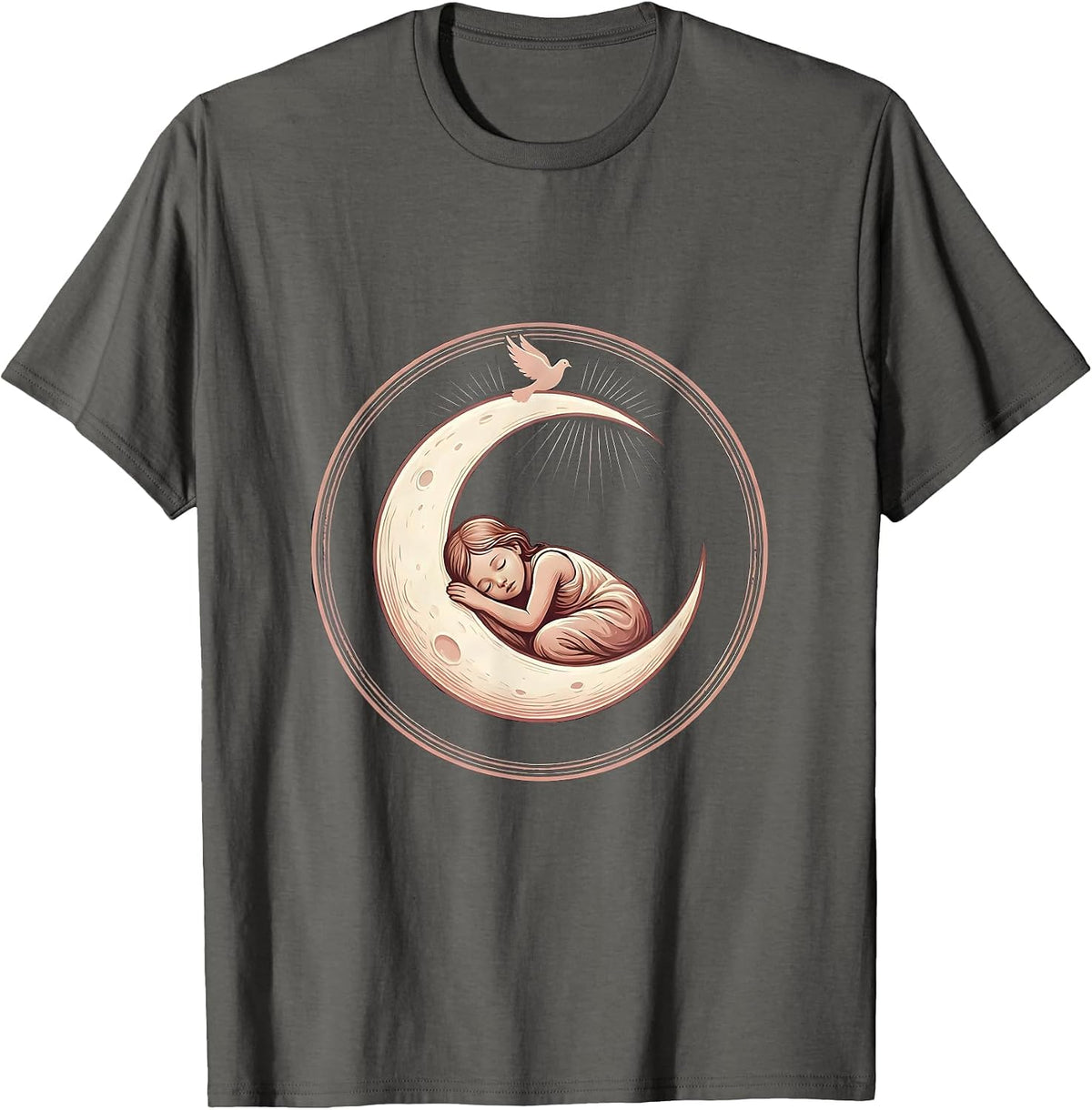 Crescent Moon Sleeping Figure Suicide Prevention T-Shirt - Asphalt Grey