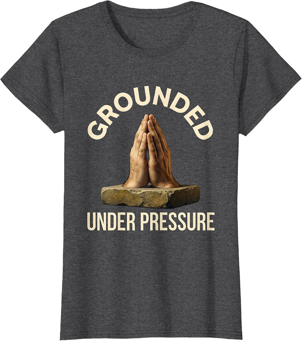 Women's Grounded Under Pressure Anxiety Awareness Design T-Shirt - Dark Heather Grey