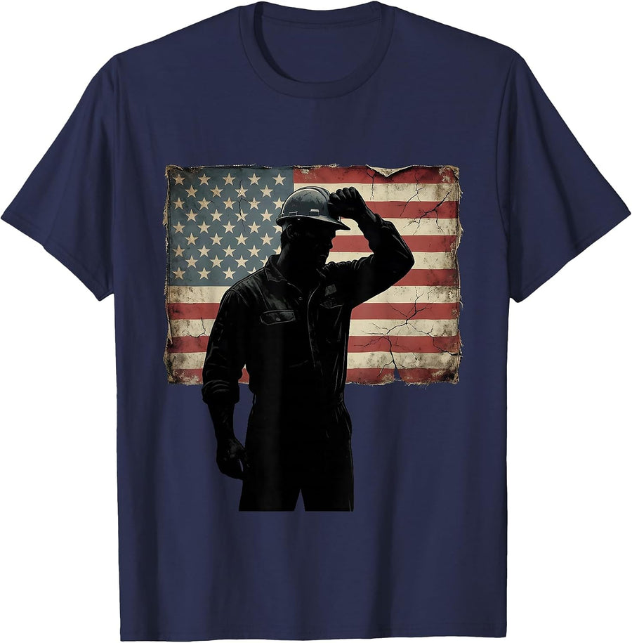 Factory Worker End of Shift We the People Graphic T-Shirt - Navy Blue