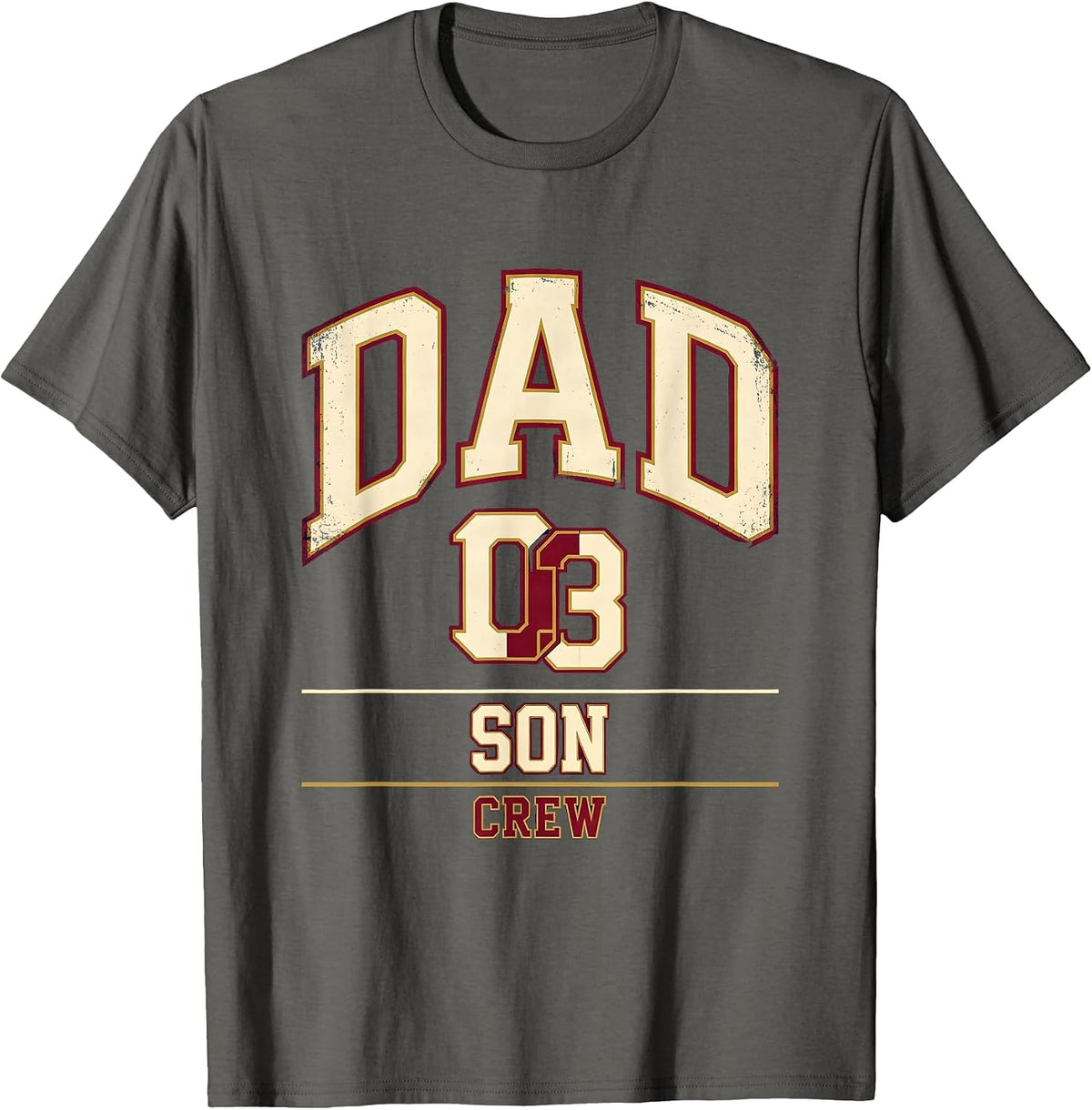 Dad Son Crew Sports Matching Family Matching T-Shirt - Asphalt Grey