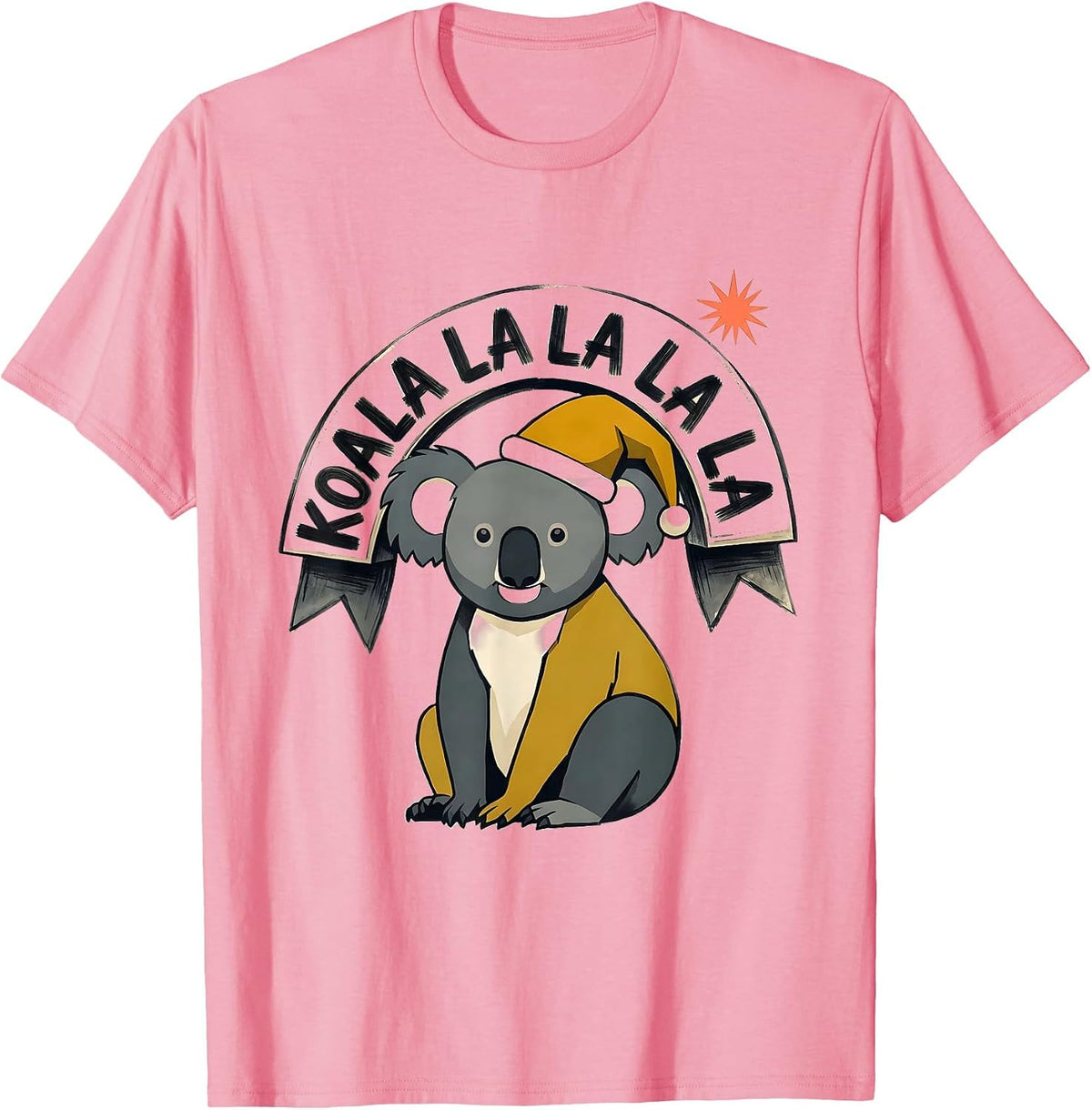 Koala La La La La Midcentury Modern Christmas Pun Koala T-Shirt - Pink