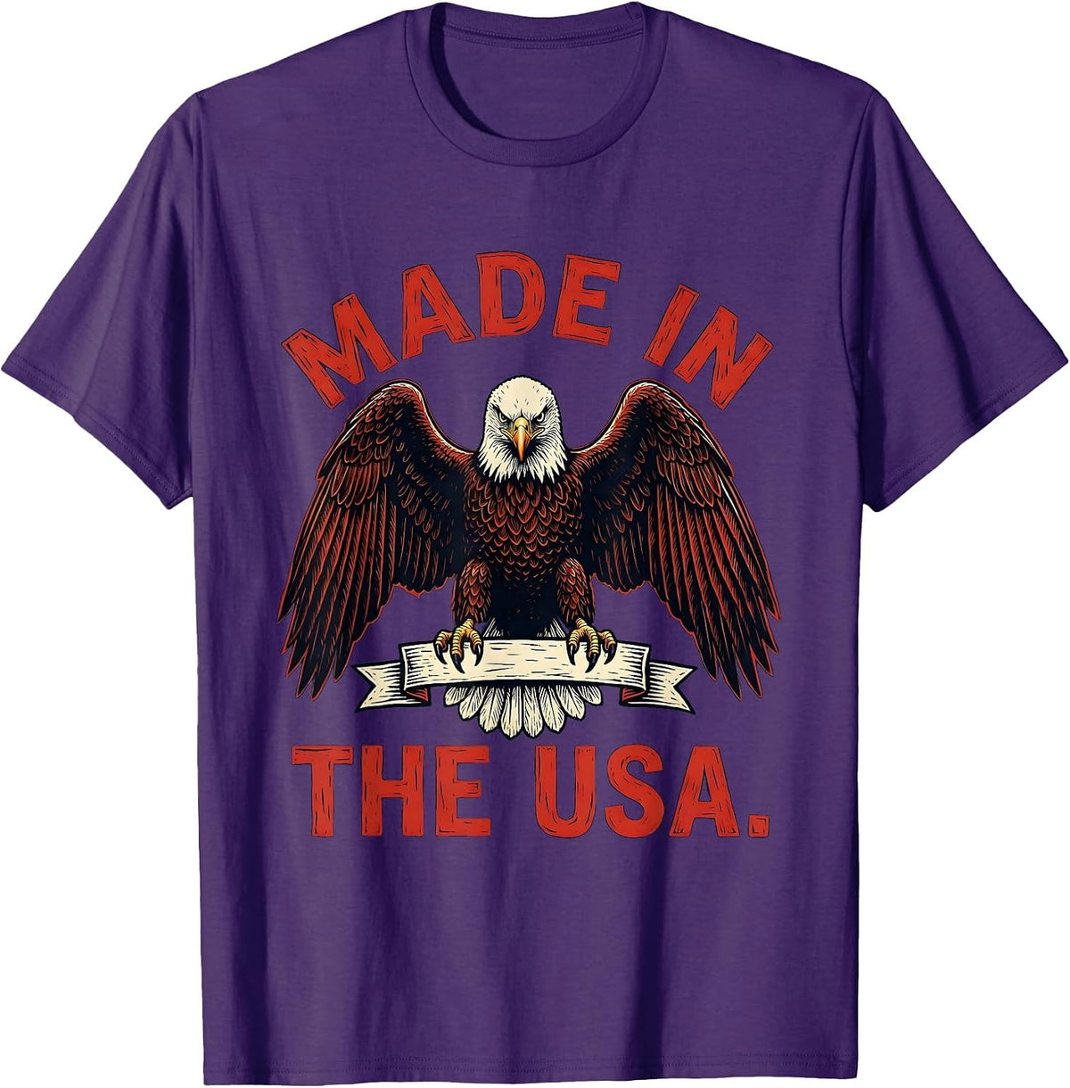 Made in the USA Patriotic American Pride Design T-Shirt - Purple