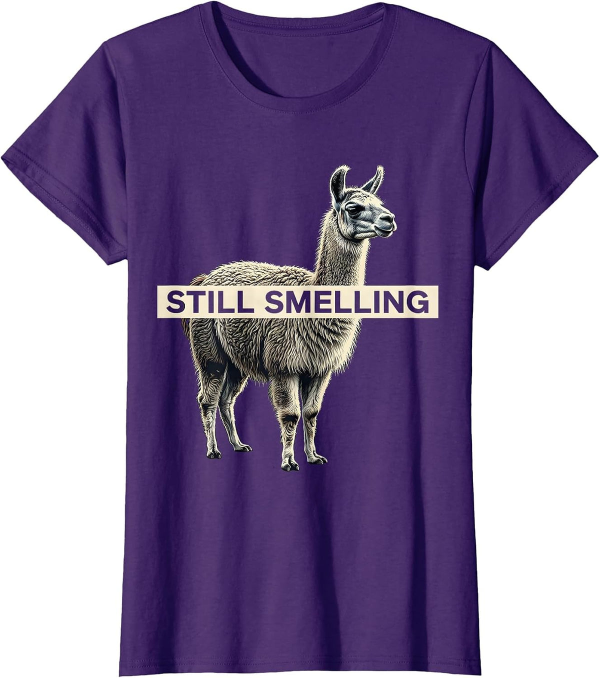 Women's Still Smelling Funny Llama Alpaca Lover Gift T-Shirt - Purple